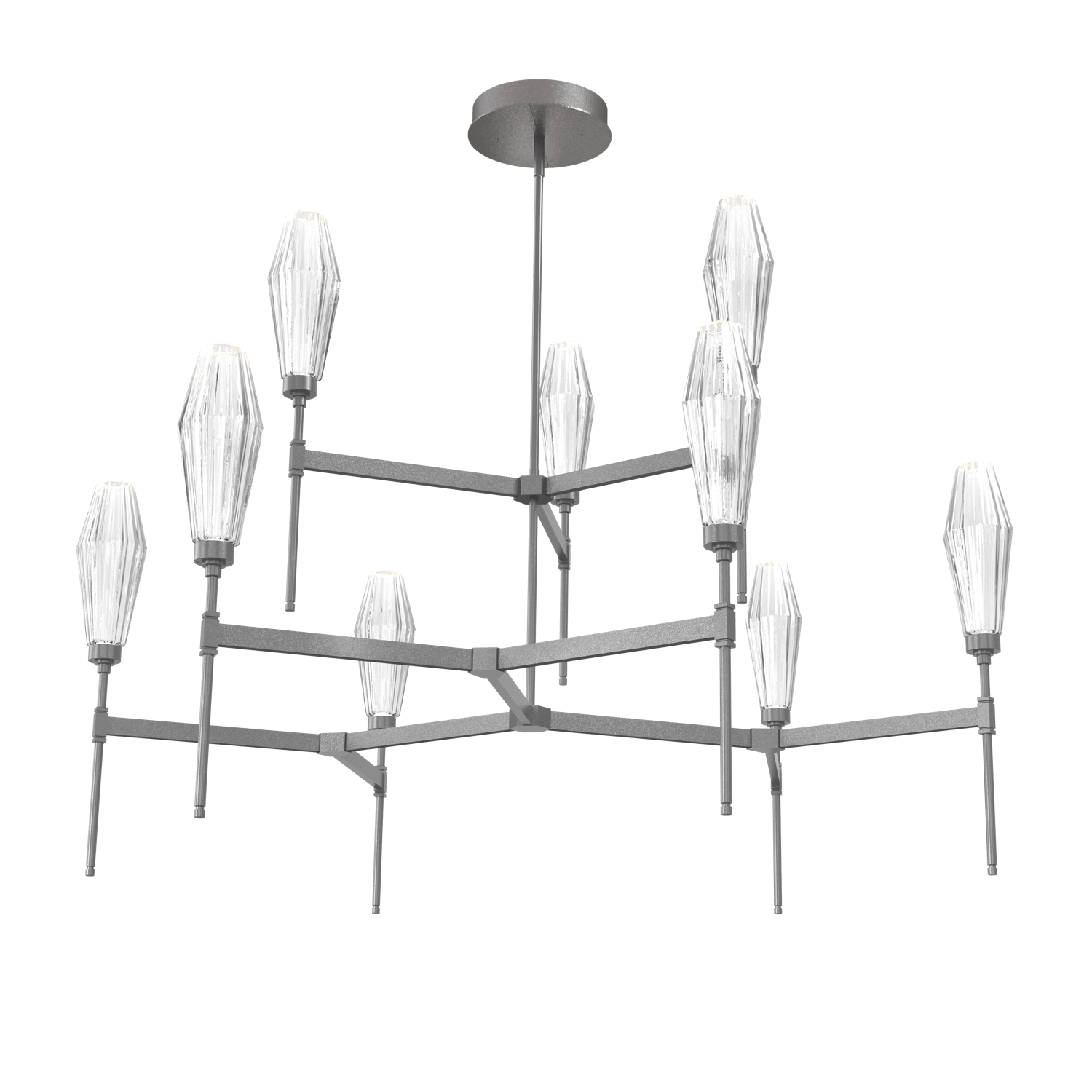 CHB0049-54-GP-RC-Hammerton-Studio-Aalto-54-inch-round-two-tier-belvedere-chandelier-with-graphite-finish-and-optic-ribbed-clear-glass-shades-and-LED-lamping