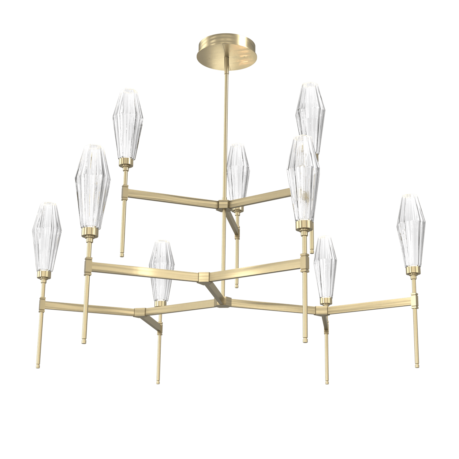 CHB0049-54-HB-RC-Hammerton-Studio-Aalto-54-inch-round-two-tier-belvedere-chandelier-with-heritage-brass-finish-and-optic-ribbed-clear-glass-shades-and-LED-lamping
