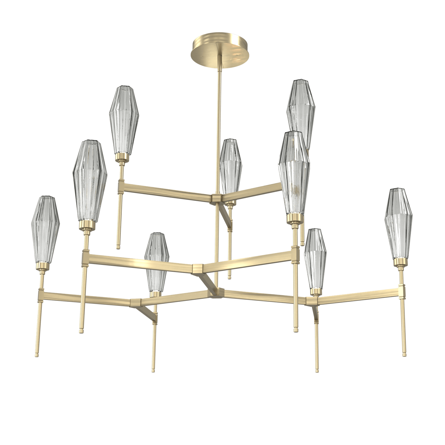CHB0049-54-HB-RS-Hammerton-Studio-Aalto-54-inch-round-two-tier-belvedere-chandelier-with-heritage-brass-finish-and-optic-ribbed-smoke-glass-shades-and-LED-lamping