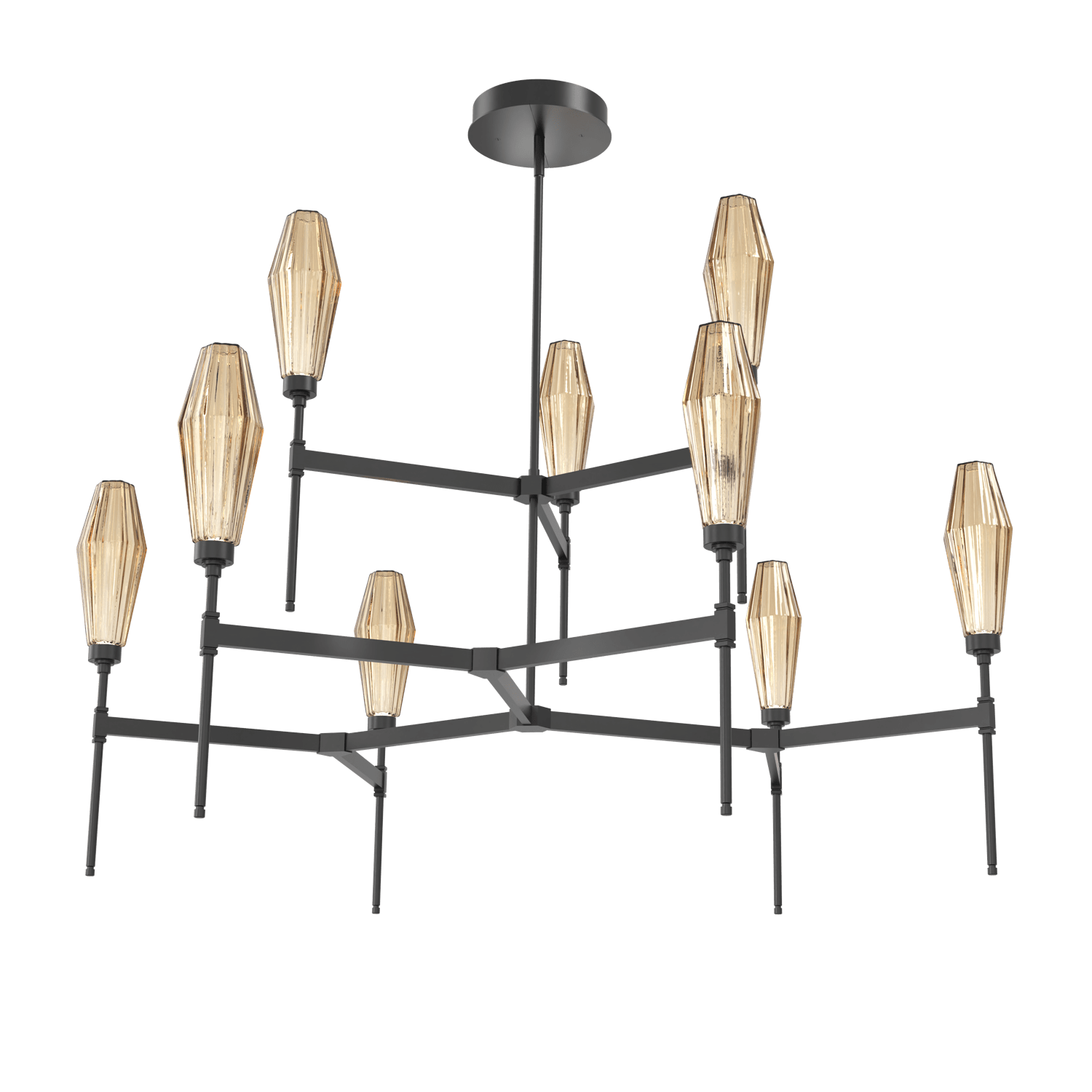 CHB0049-54-MB-RB-Hammerton-Studio-Aalto-54-inch-round-two-tier-belvedere-chandelier-with-matte-black-finish-and-optic-ribbed-bronze-glass-shades-and-LED-lamping