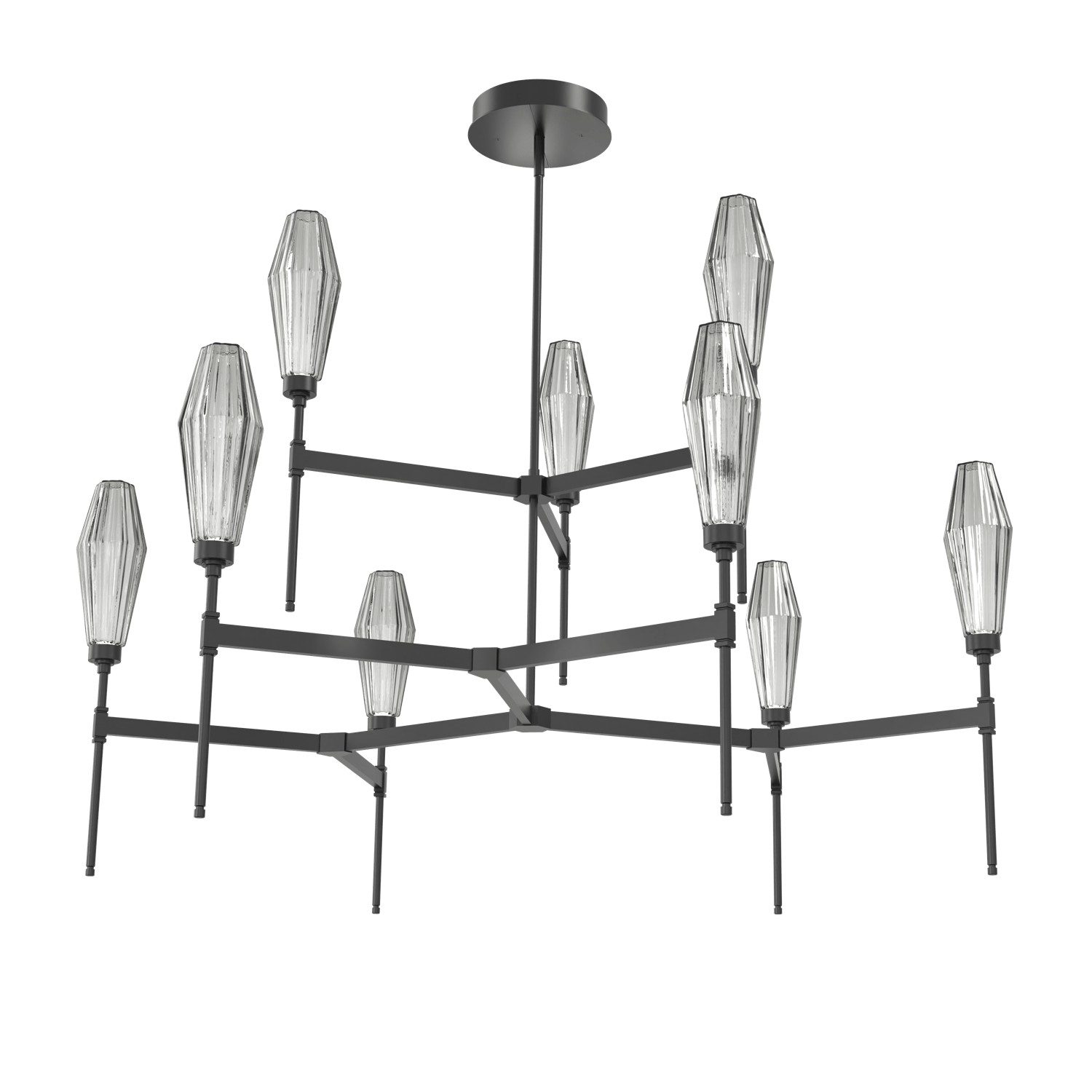 CHB0049-54-MB-RS-Hammerton-Studio-Aalto-54-inch-round-two-tier-belvedere-chandelier-with-matte-black-finish-and-optic-ribbed-smoke-glass-shades-and-LED-lamping
