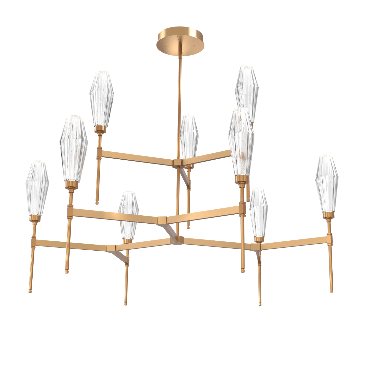 CHB0049-54-NB-RC-Hammerton-Studio-Aalto-54-inch-round-two-tier-belvedere-chandelier-with-novel-brass-finish-and-optic-ribbed-clear-glass-shades-and-LED-lamping
