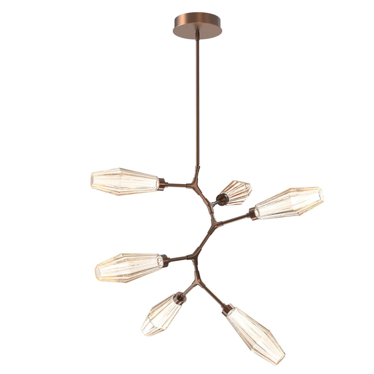 CHB0049-VA-BB-RA-Hammerton-Studio-Aalto-6-light-modern-vine-chandelier-with-burnished-bronze-finish-and-optic-ribbed-amber-glass-shades-and-LED-lamping