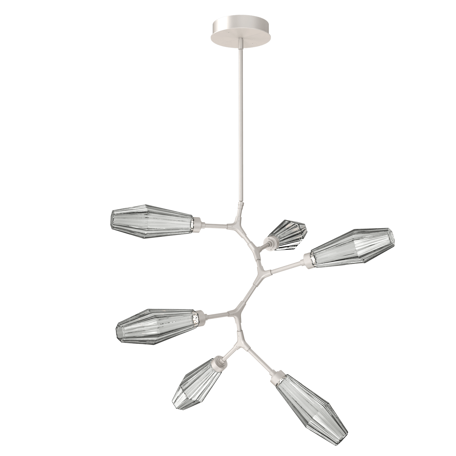 CHB0049-VA-BS-RS-Hammerton-Studio-Aalto-6-light-modern-vine-chandelier-with-metallic-beige-silver-finish-and-optic-ribbed-smoke-glass-shades-and-LED-lamping
