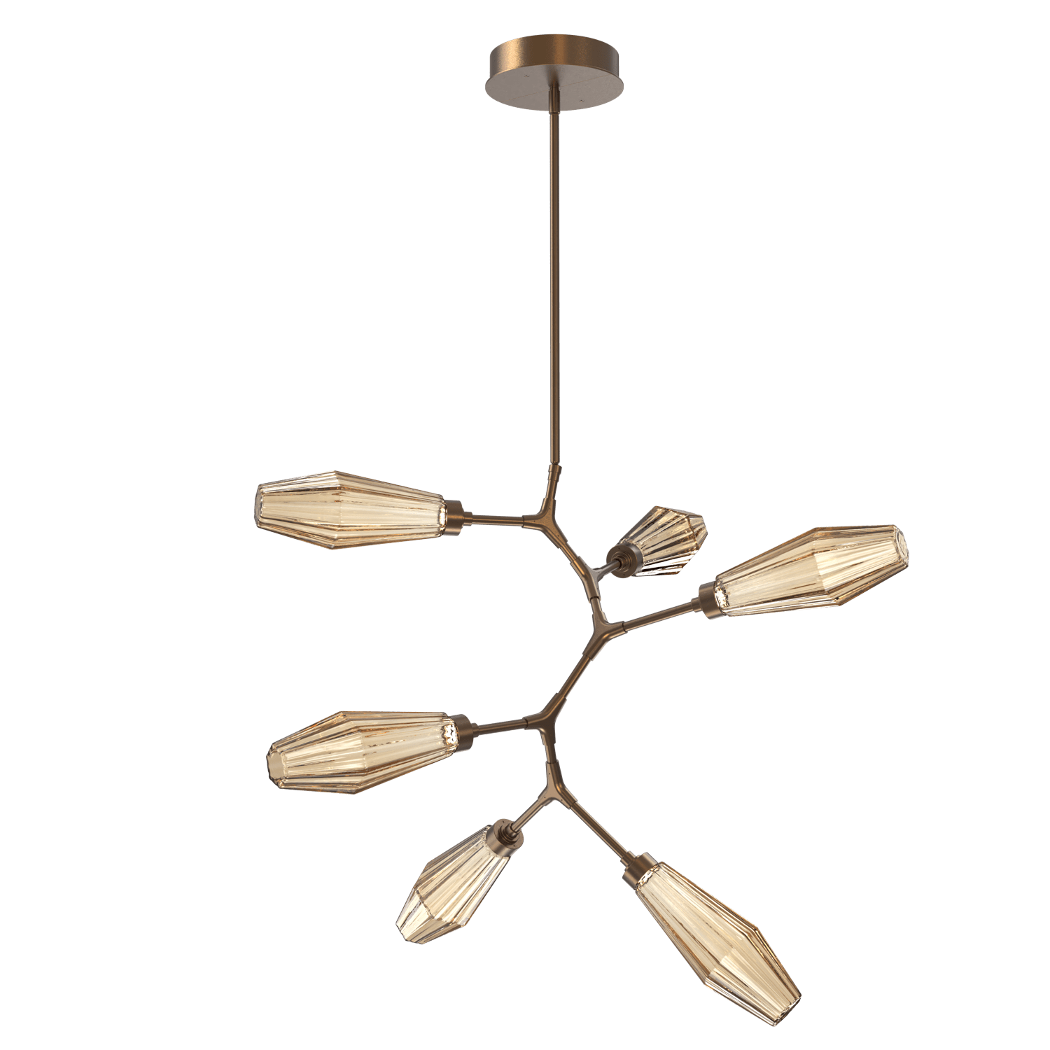 CHB0049-VA-FB-RB-Hammerton-Studio-Aalto-6-light-modern-vine-chandelier-with-flat-bronze-finish-and-optic-ribbed-bronze-glass-shades-and-LED-lamping