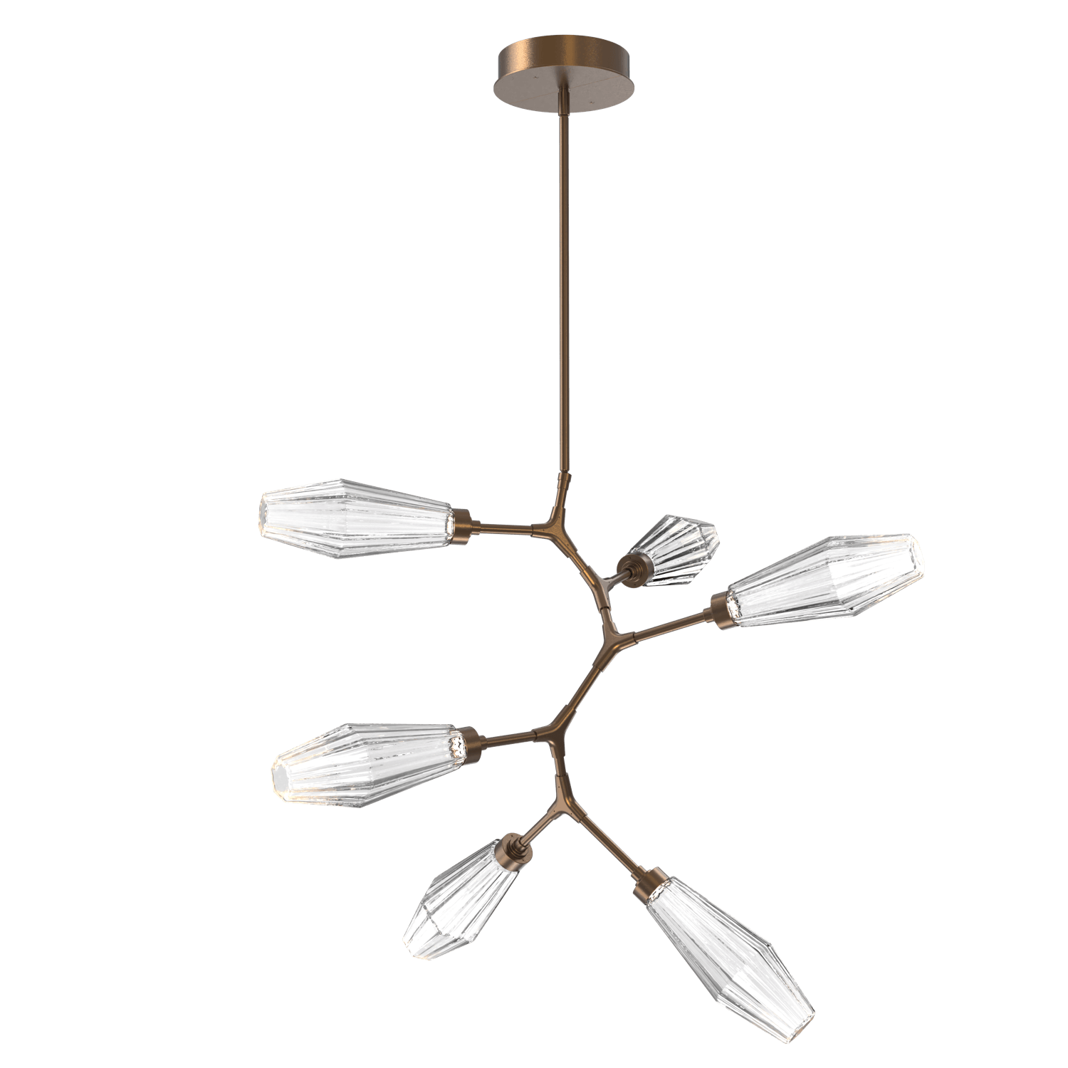 CHB0049-VA-FB-RC-Hammerton-Studio-Aalto-6-light-modern-vine-chandelier-with-flat-bronze-finish-and-optic-ribbed-clear-glass-shades-and-LED-lamping
