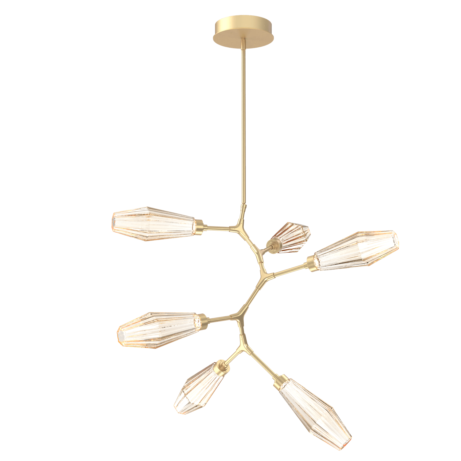 CHB0049-VA-GB-RA-Hammerton-Studio-Aalto-6-light-modern-vine-chandelier-with-gilded-brass-finish-and-optic-ribbed-amber-glass-shades-and-LED-lamping