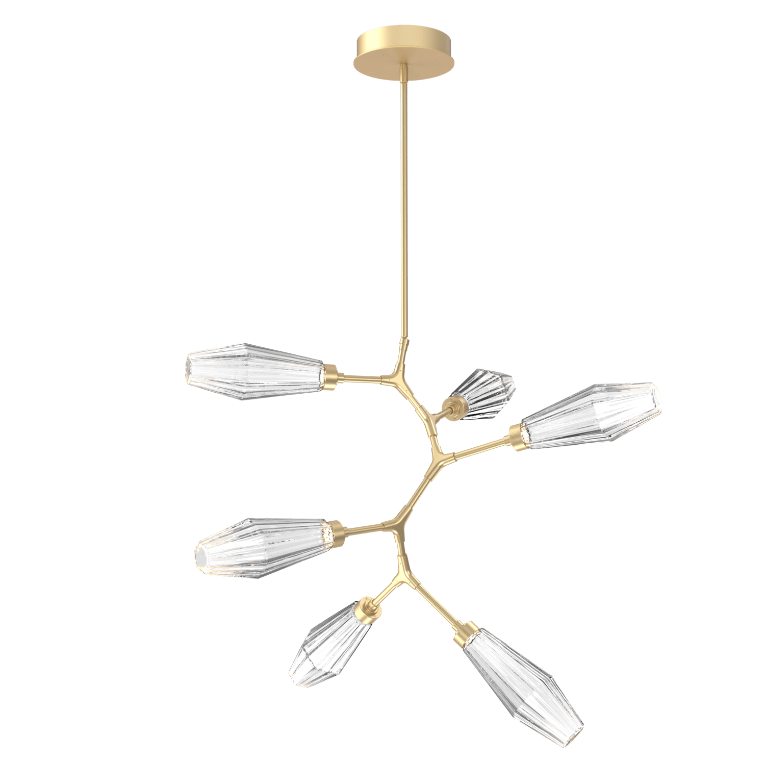 CHB0049-VA-GB-RC-Hammerton-Studio-Aalto-6-light-modern-vine-chandelier-with-gilded-brass-finish-and-optic-ribbed-clear-glass-shades-and-LED-lamping
