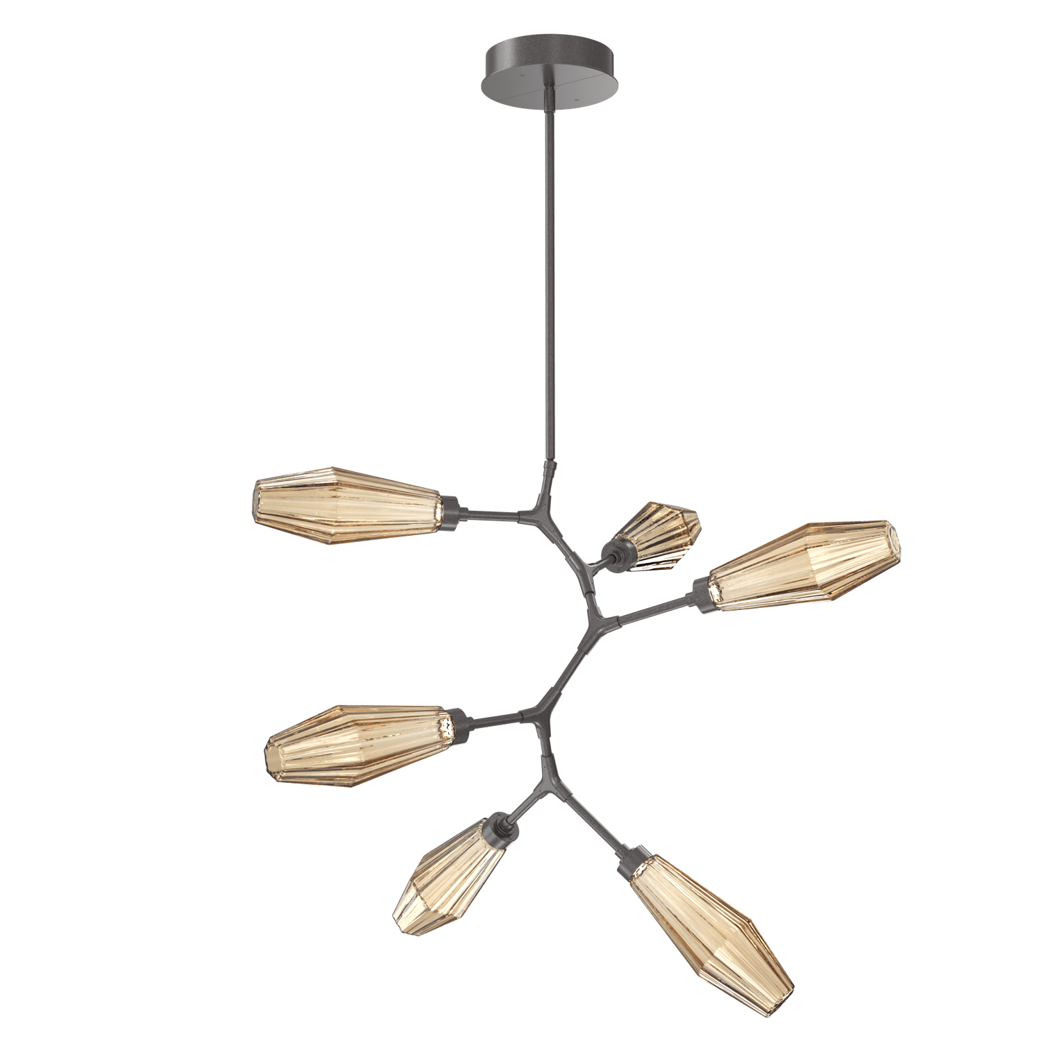 CHB0049-VA-GP-RB-Hammerton-Studio-Aalto-6-light-modern-vine-chandelier-with-graphite-finish-and-optic-ribbed-bronze-glass-shades-and-LED-lamping