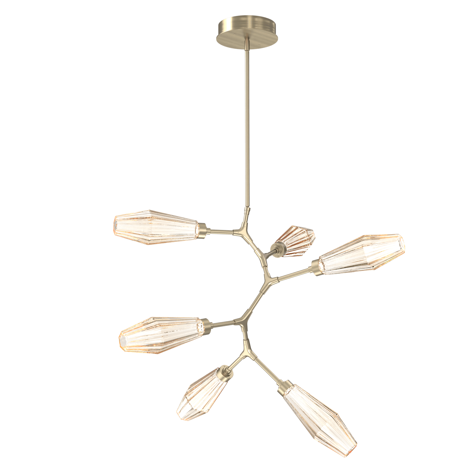 CHB0049-VA-HB-RA-Hammerton-Studio-Aalto-6-light-modern-vine-chandelier-with-heritage-brass-finish-and-optic-ribbed-amber-glass-shades-and-LED-lamping