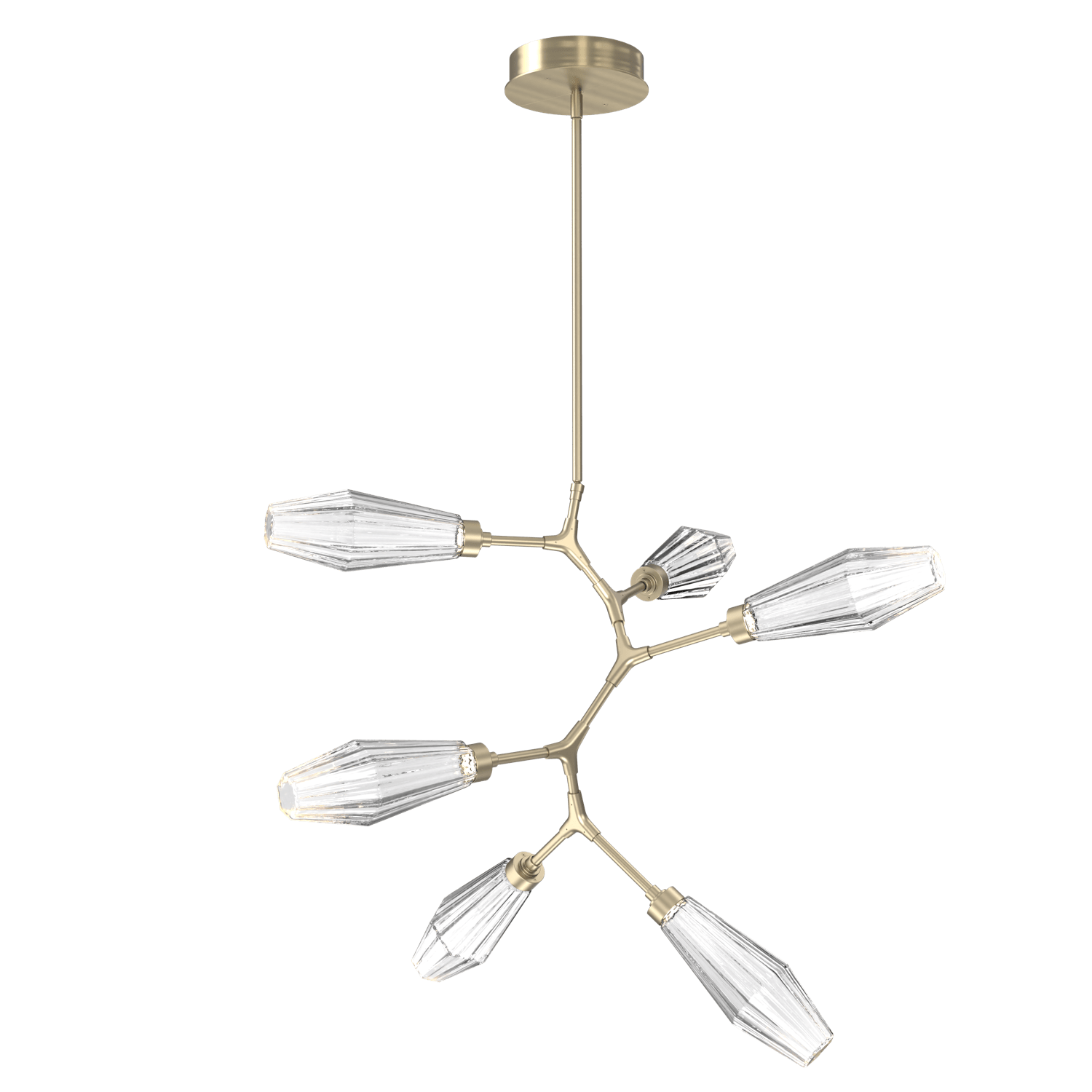 CHB0049-VA-HB-RC-Hammerton-Studio-Aalto-6-light-modern-vine-chandelier-with-heritage-brass-finish-and-optic-ribbed-clear-glass-shades-and-LED-lamping