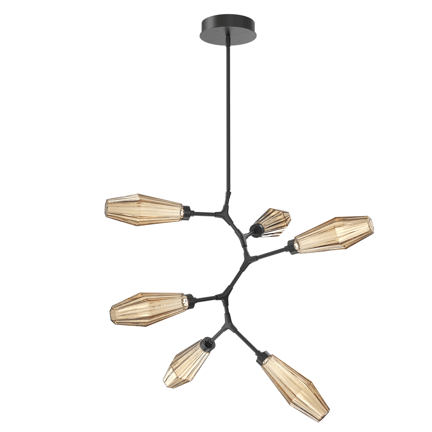 CHB0049-VA-MB-RB-Hammerton-Studio-Aalto-6-light-modern-vine-chandelier-with-matte-black-finish-and-optic-ribbed-bronze-glass-shades-and-LED-lamping