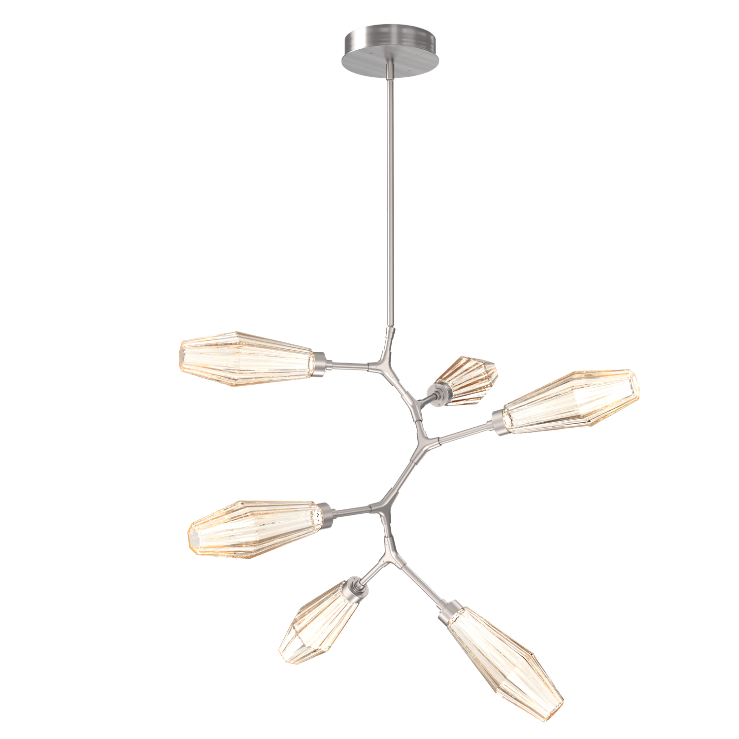CHB0049-VA-SN-RA-Hammerton-Studio-Aalto-6-light-modern-vine-chandelier-with-satin-nickel-finish-and-optic-ribbed-amber-glass-shades-and-LED-lamping