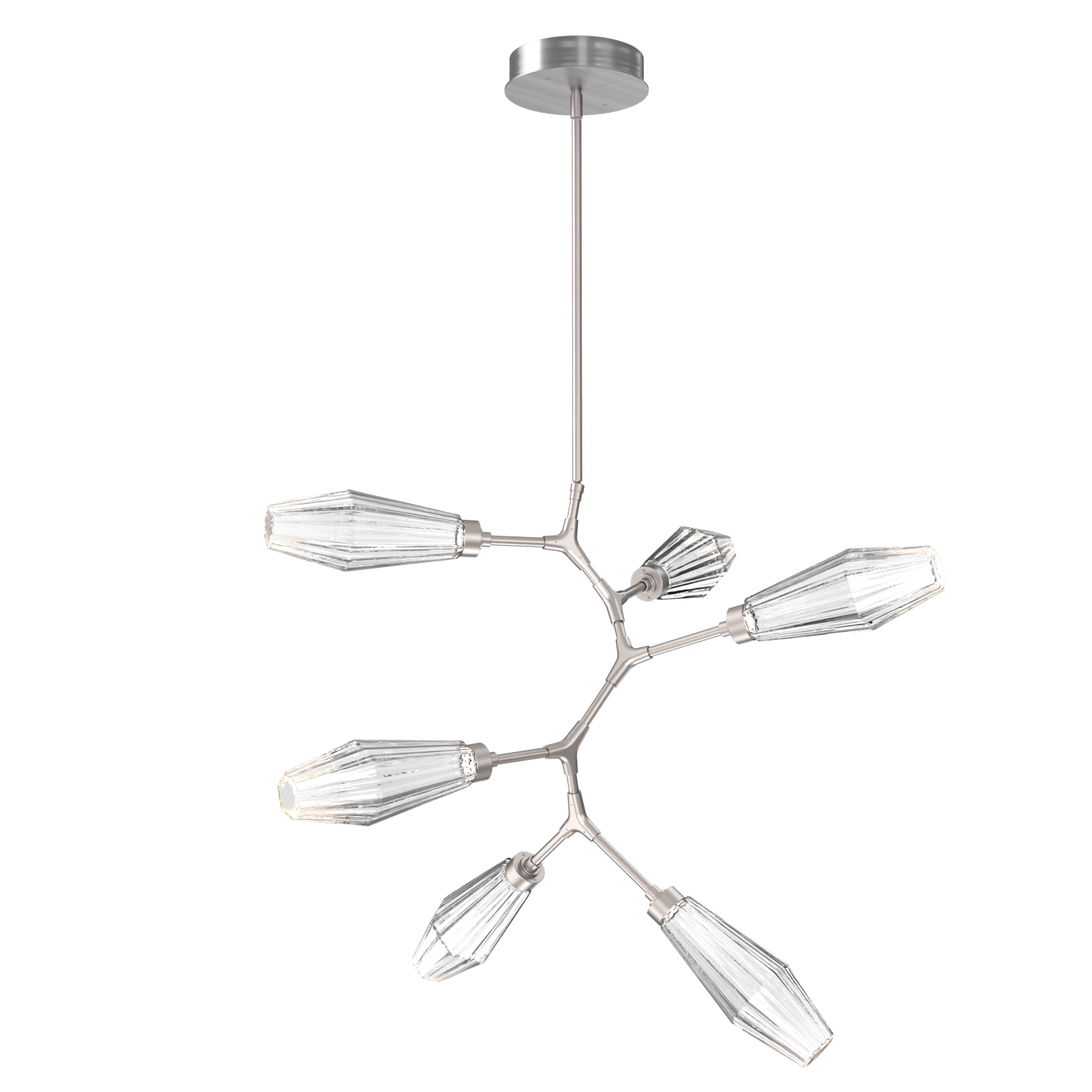 CHB0049-VA-SN-RC-Hammerton-Studio-Aalto-6-light-modern-vine-chandelier-with-satin-nickel-finish-and-optic-ribbed-clear-glass-shades-and-LED-lamping