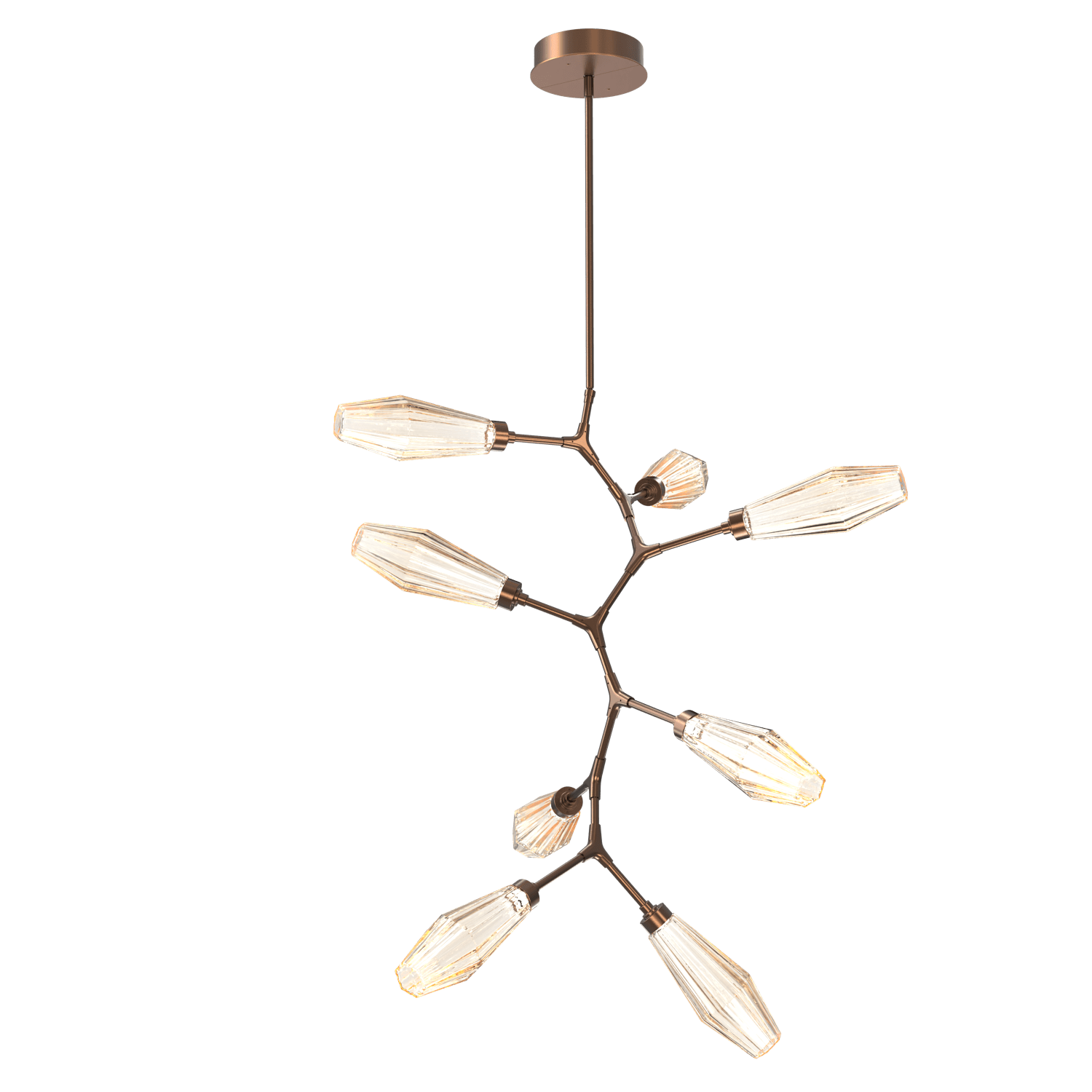 CHB0049-VB-BB-RA-Hammerton-Studio-Aalto-8-light-modern-vine-chandelier-with-burnished-bronze-finish-and-optic-ribbed-amber-glass-shades-and-LED-lamping