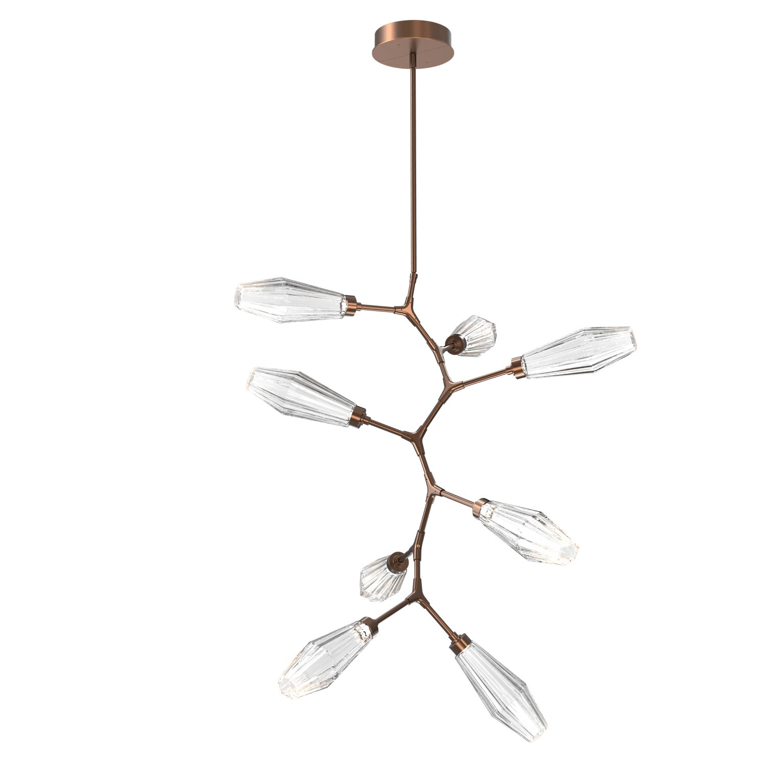 CHB0049-VB-BB-RC-Hammerton-Studio-Aalto-8-light-modern-vine-chandelier-with-burnished-bronze-finish-and-optic-ribbed-clear-glass-shades-and-LED-lamping