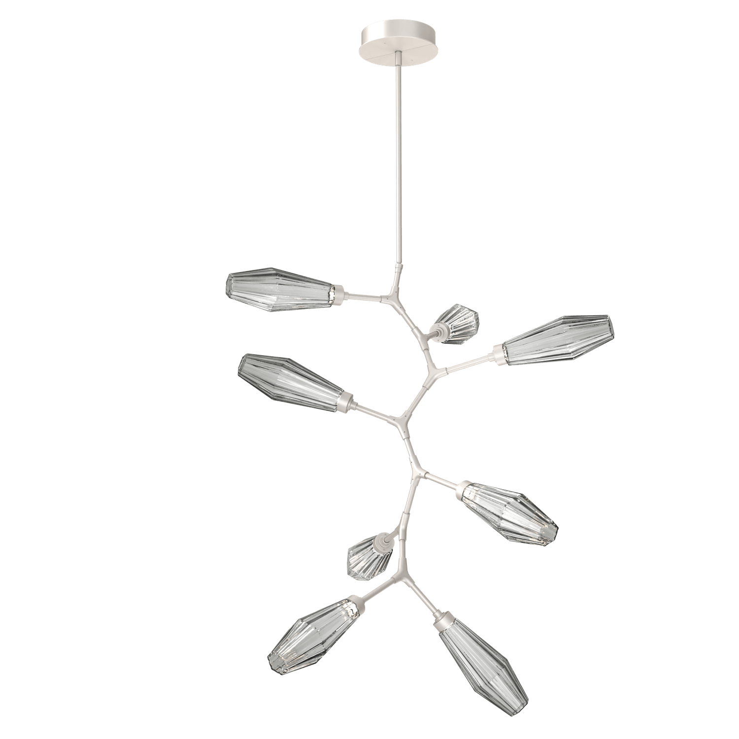 CHB0049-VB-BS-RS-Hammerton-Studio-Aalto-8-light-modern-vine-chandelier-with-metallic-beige-silver-finish-and-optic-ribbed-smoke-glass-shades-and-LED-lamping
