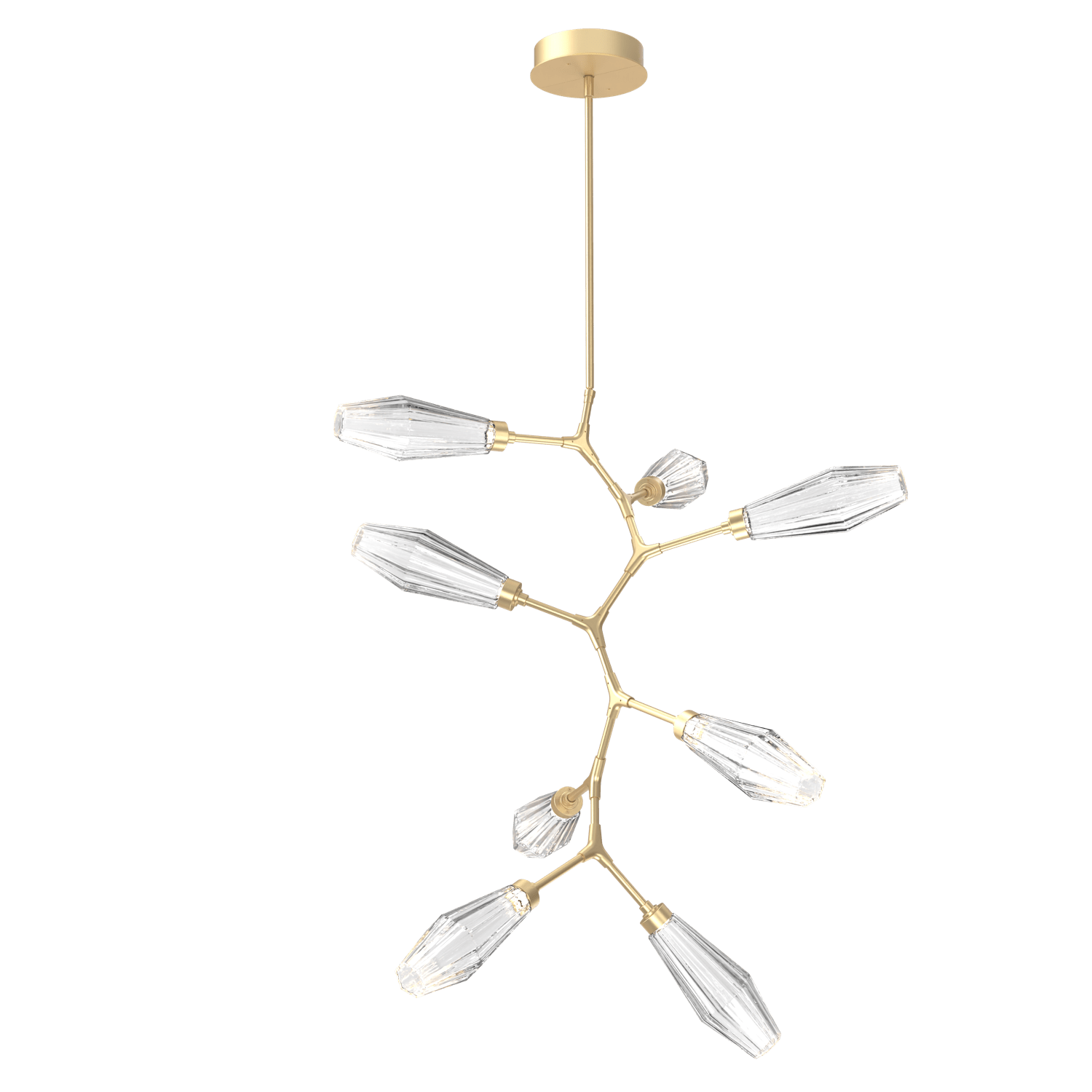 CHB0049-VB-GB-RC-Hammerton-Studio-Aalto-8-light-modern-vine-chandelier-with-gilded-brass-finish-and-optic-ribbed-clear-glass-shades-and-LED-lamping
