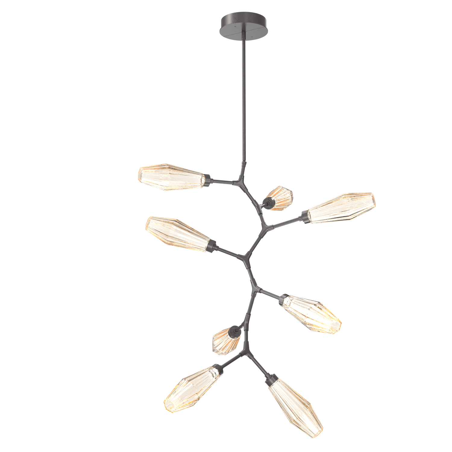 CHB0049-VB-GP-RA-Hammerton-Studio-Aalto-8-light-modern-vine-chandelier-with-graphite-finish-and-optic-ribbed-amber-glass-shades-and-LED-lamping