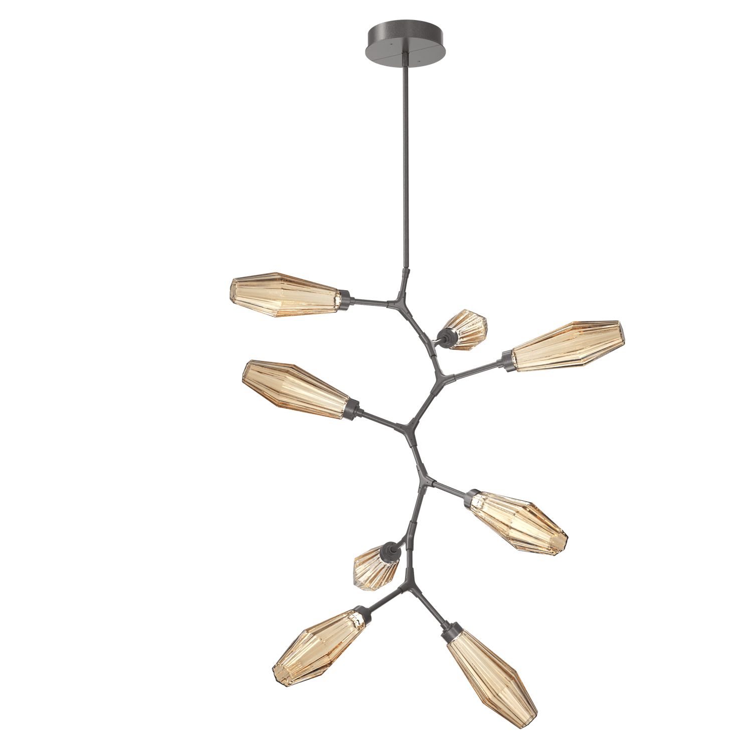 CHB0049-VB-GP-RB-Hammerton-Studio-Aalto-8-light-modern-vine-chandelier-with-graphite-finish-and-optic-ribbed-bronze-glass-shades-and-LED-lamping