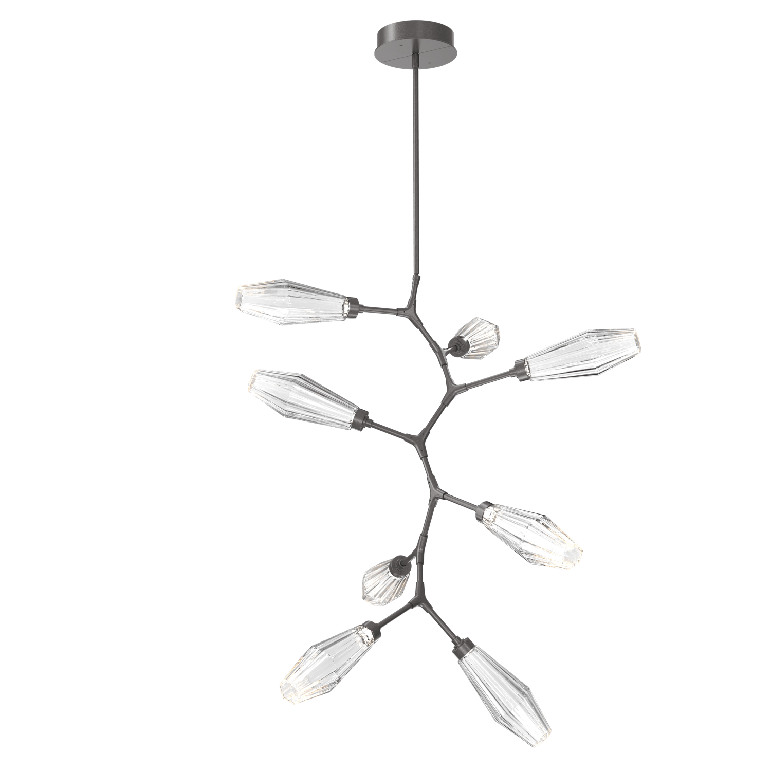 CHB0049-VB-GP-RC-Hammerton-Studio-Aalto-8-light-modern-vine-chandelier-with-graphite-finish-and-optic-ribbed-clear-glass-shades-and-LED-lamping