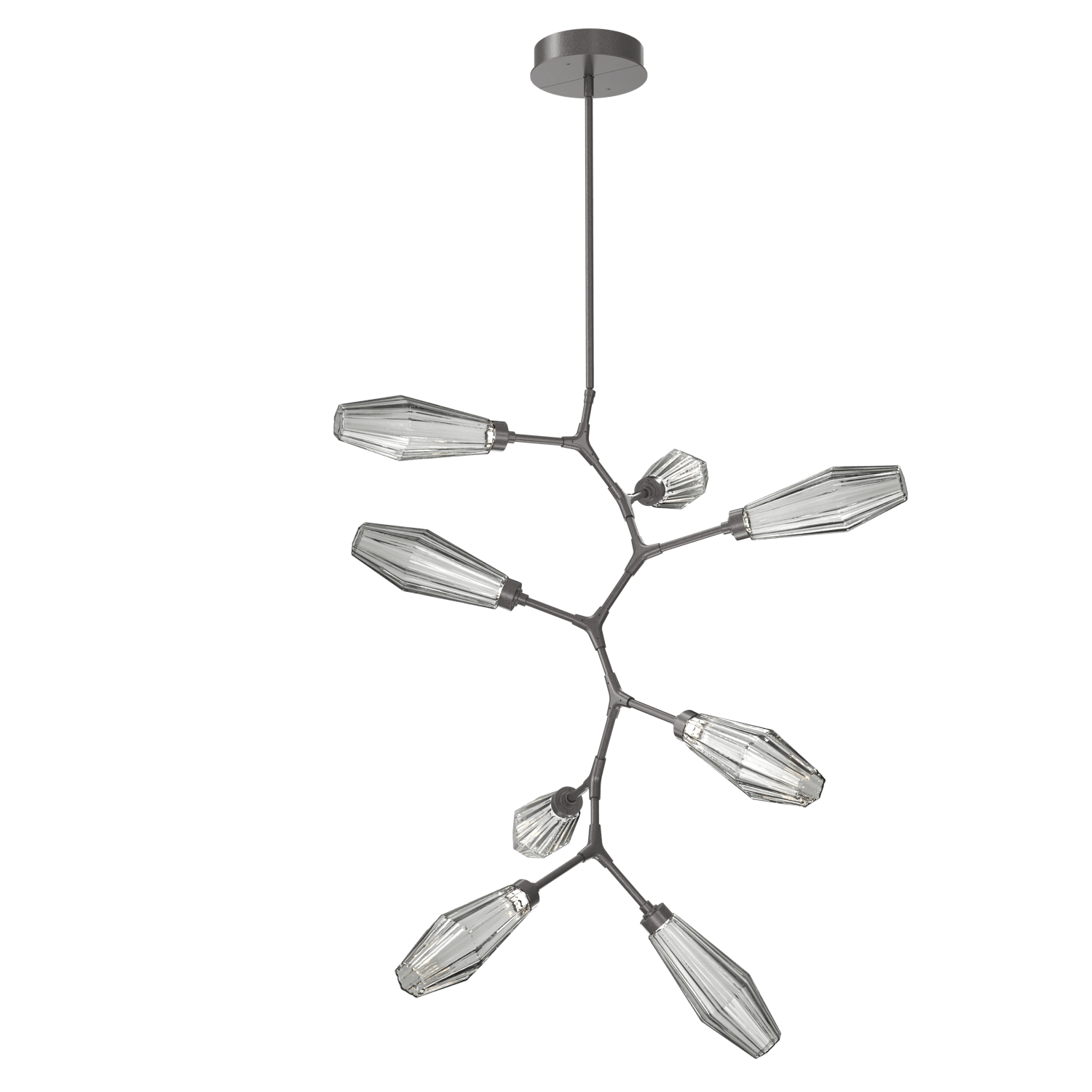 CHB0049-VB-GP-RS-Hammerton-Studio-Aalto-8-light-modern-vine-chandelier-with-graphite-finish-and-optic-ribbed-smoke-glass-shades-and-LED-lamping