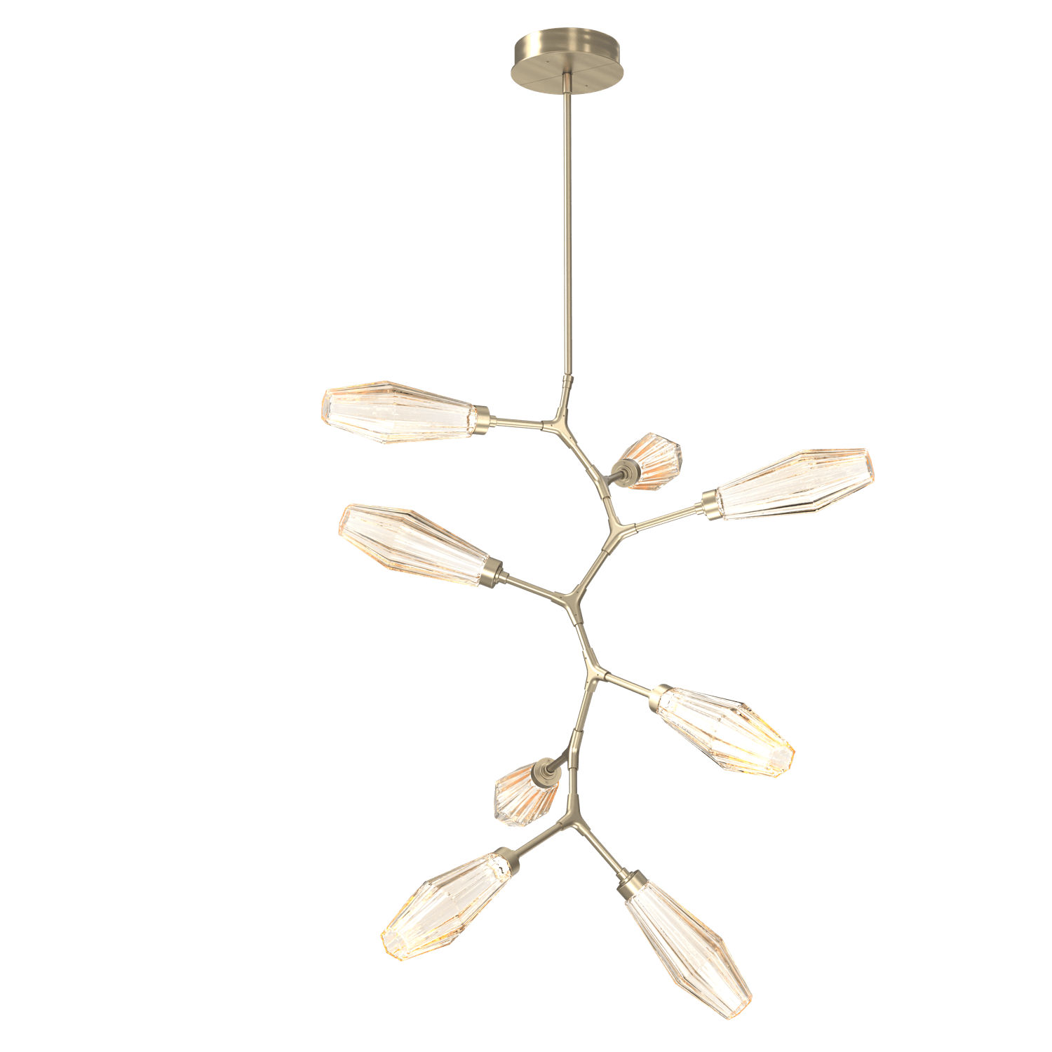 CHB0049-VB-HB-RA-Hammerton-Studio-Aalto-8-light-modern-vine-chandelier-with-heritage-brass-finish-and-optic-ribbed-amber-glass-shades-and-LED-lamping