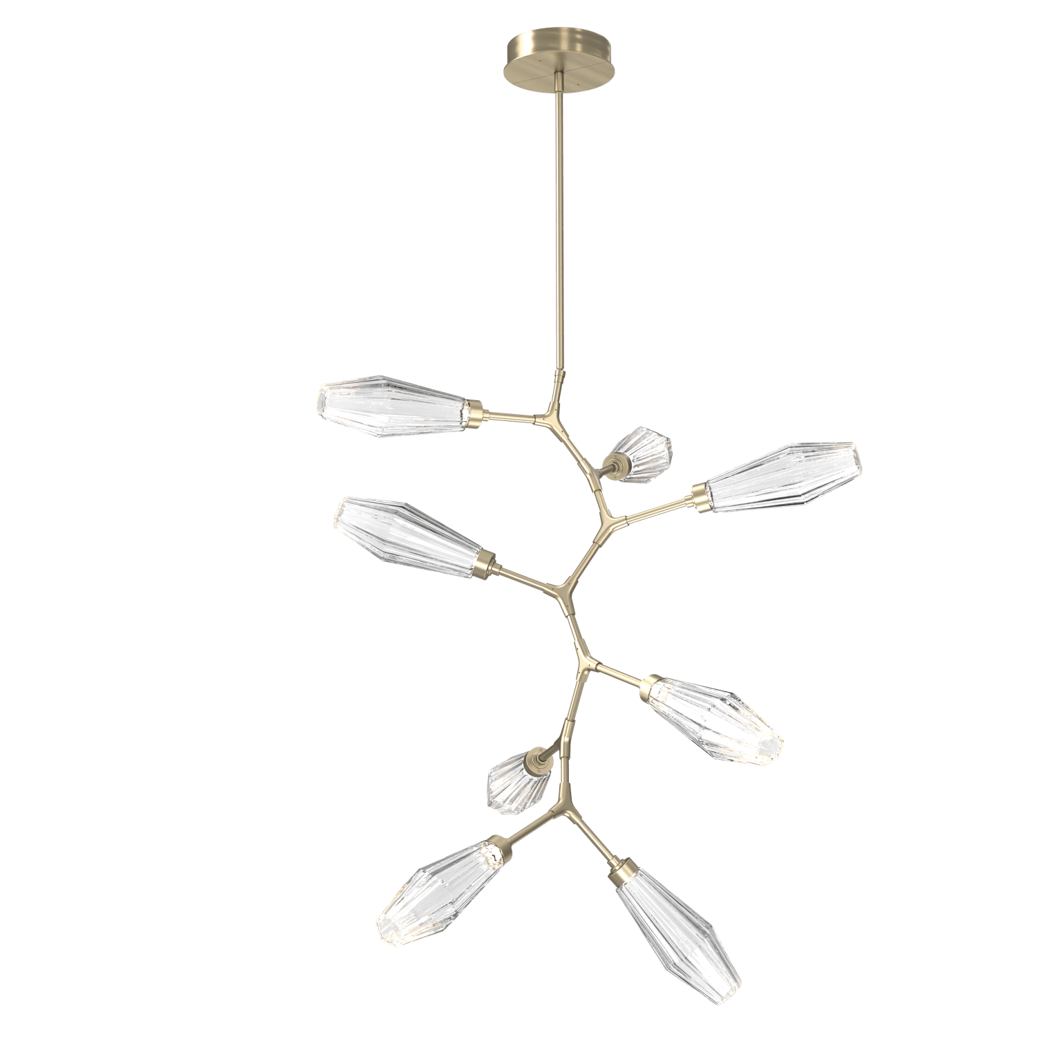 CHB0049-VB-HB-RC-Hammerton-Studio-Aalto-8-light-modern-vine-chandelier-with-heritage-brass-finish-and-optic-ribbed-clear-glass-shades-and-LED-lamping
