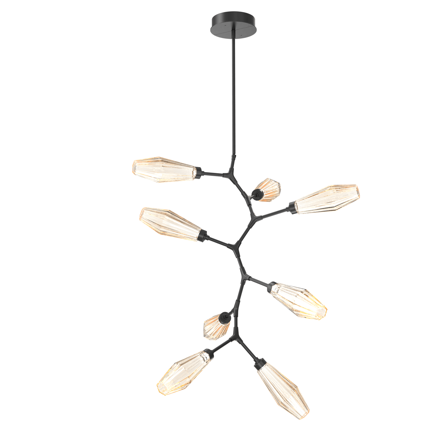 CHB0049-VB-MB-RA-Hammerton-Studio-Aalto-8-light-modern-vine-chandelier-with-matte-black-finish-and-optic-ribbed-amber-glass-shades-and-LED-lamping