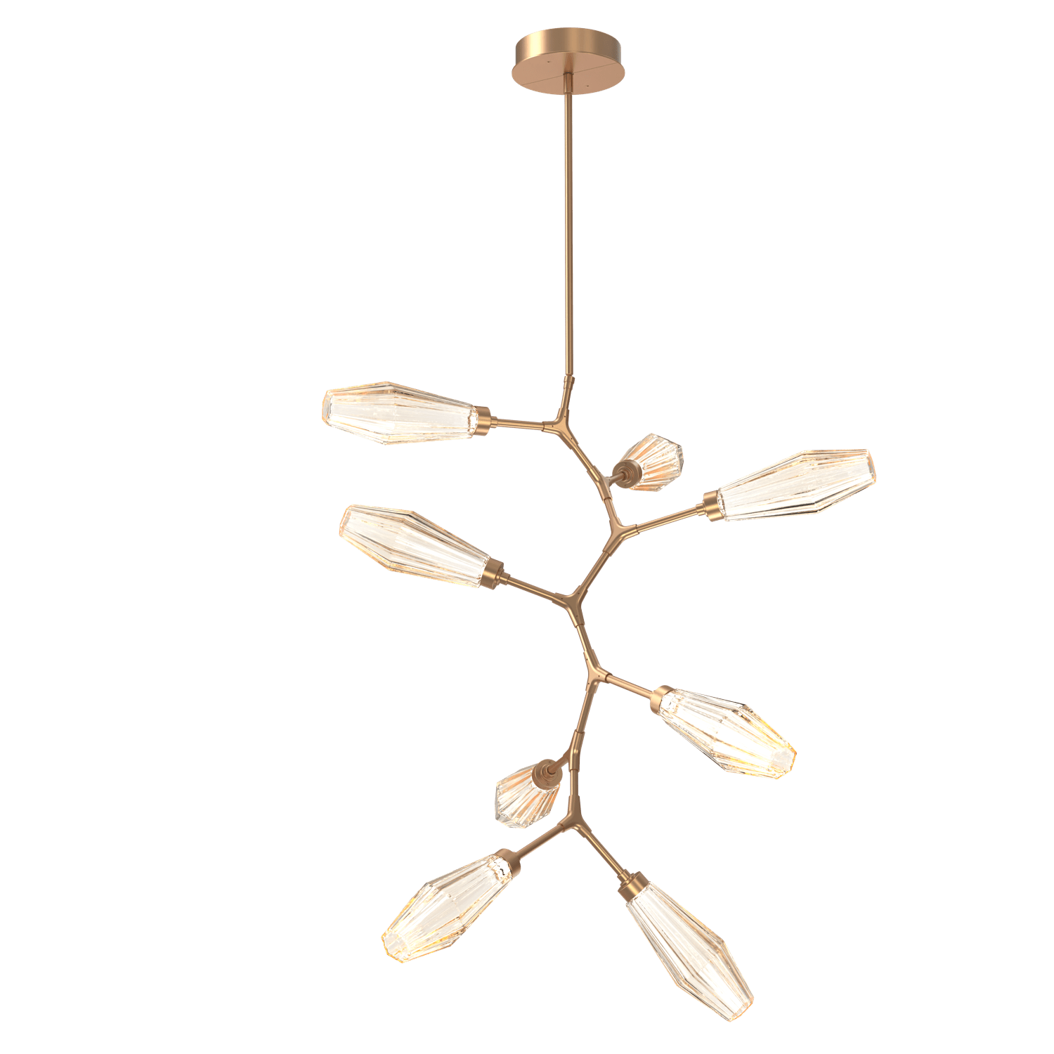 CHB0049-VB-NB-RA-Hammerton-Studio-Aalto-8-light-modern-vine-chandelier-with-novel-brass-finish-and-optic-ribbed-amber-glass-shades-and-LED-lamping