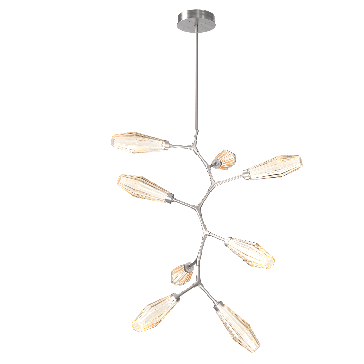 CHB0049-VB-SN-RA-Hammerton-Studio-Aalto-8-light-modern-vine-chandelier-with-satin-nickel-finish-and-optic-ribbed-amber-glass-shades-and-LED-lamping