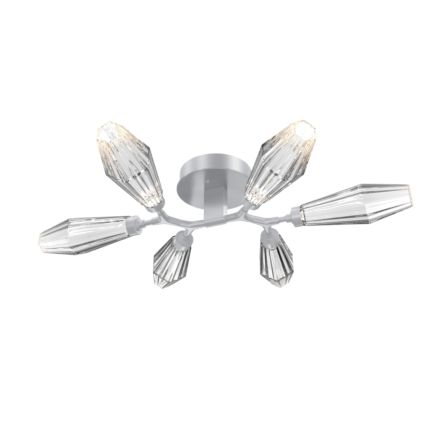 CLB0049-01-CS-RC-Hammerton-Studio-Aalto-6-light-organic-flush-mount-light-with-classic-silver-finish-and-optic-ribbed-clear-glass-shades-and-LED-lamping