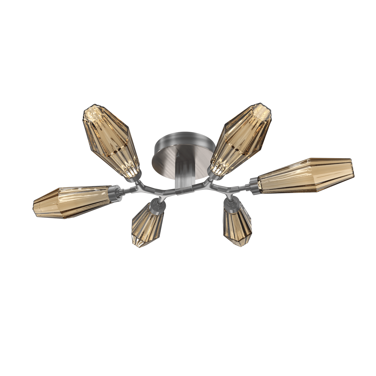 CLB0049-01-GM-RB-Hammerton-Studio-Aalto-6-light-organic-flush-mount-light-with-gunmetal-finish-and-optic-ribbed-bronze-glass-shades-and-LED-lamping