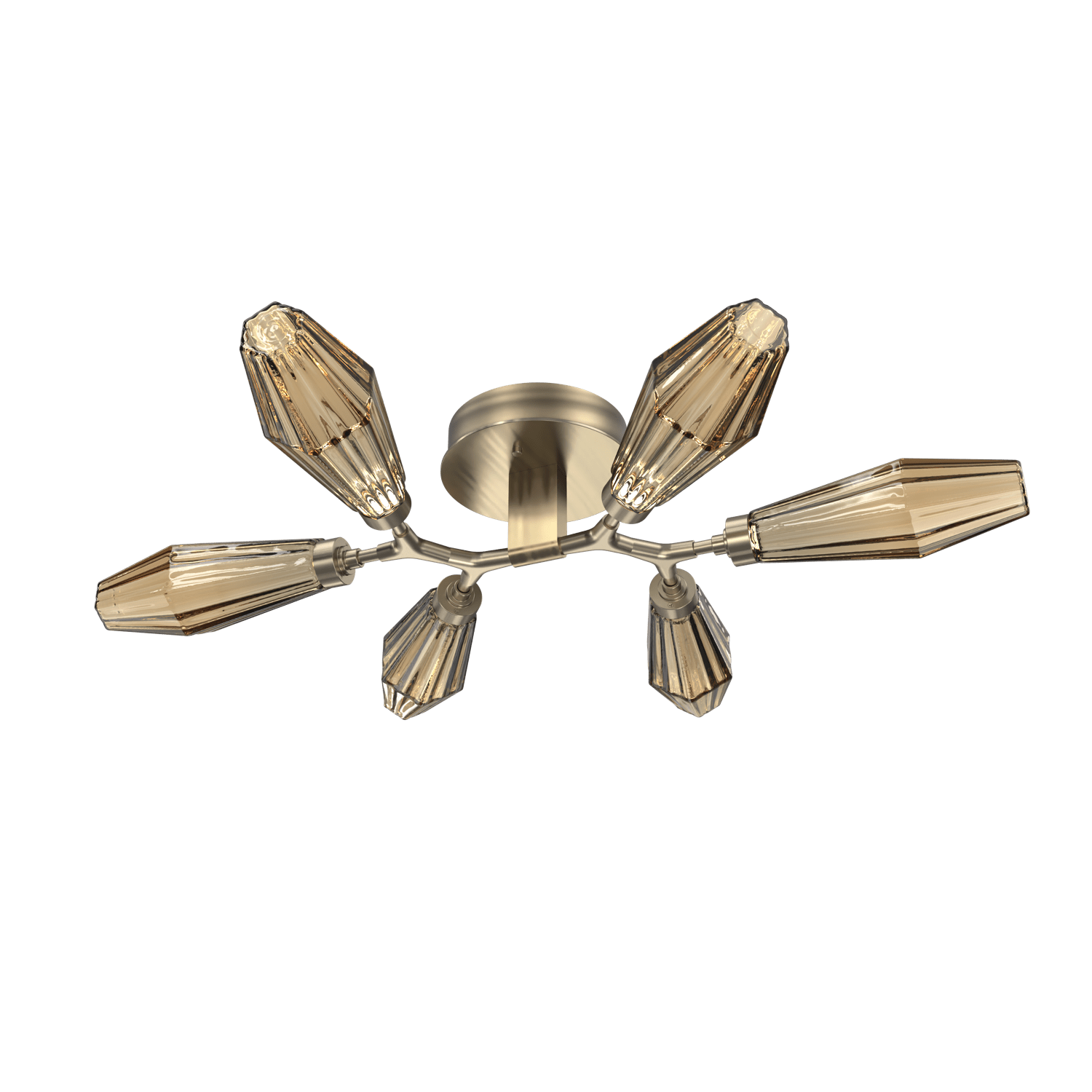 CLB0049-01-HB-RB-Hammerton-Studio-Aalto-6-light-organic-flush-mount-light-with-heritage-brass-finish-and-optic-ribbed-bronze-glass-shades-and-LED-lamping