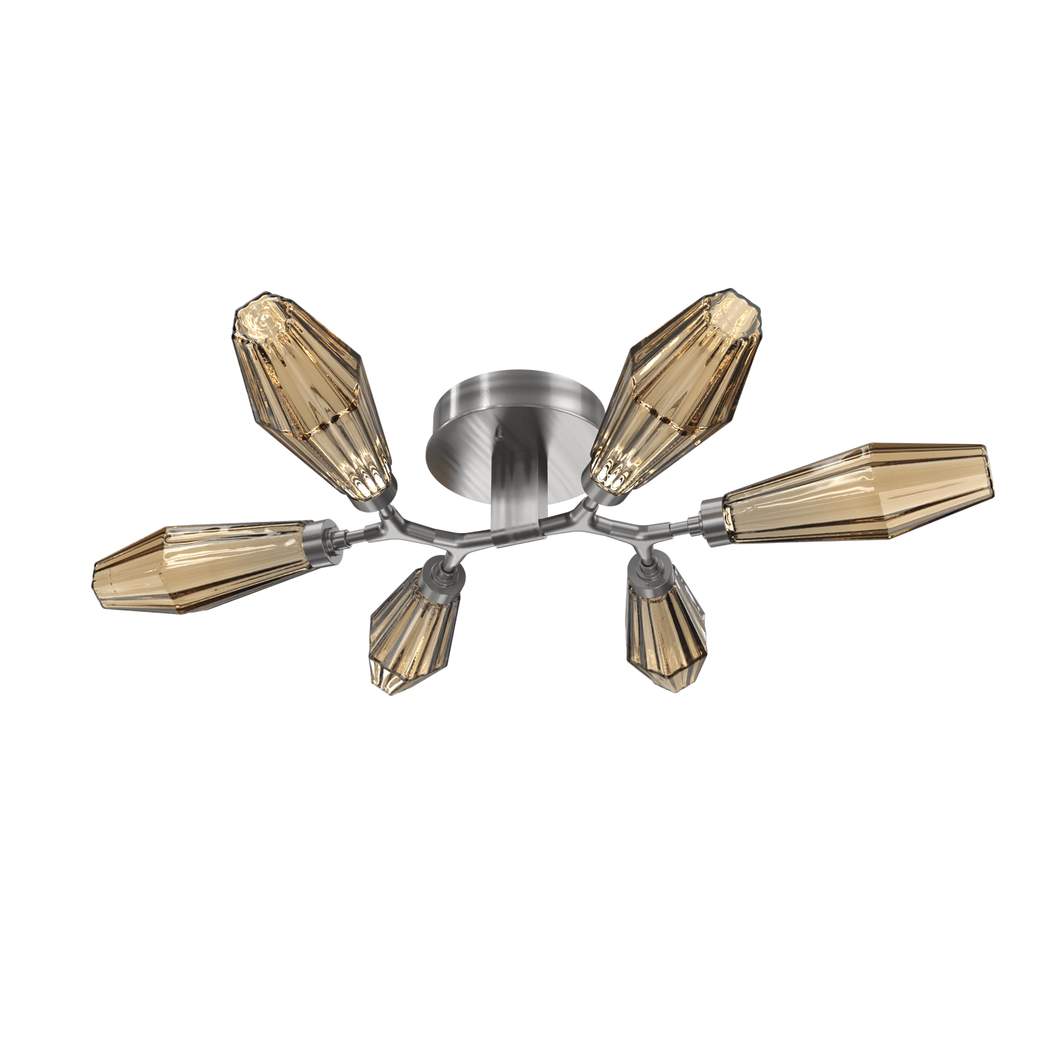 CLB0049-01-SN-RB-Hammerton-Studio-Aalto-6-light-organic-flush-mount-light-with-satin-nickel-finish-and-optic-ribbed-bronze-glass-shades-and-LED-lamping