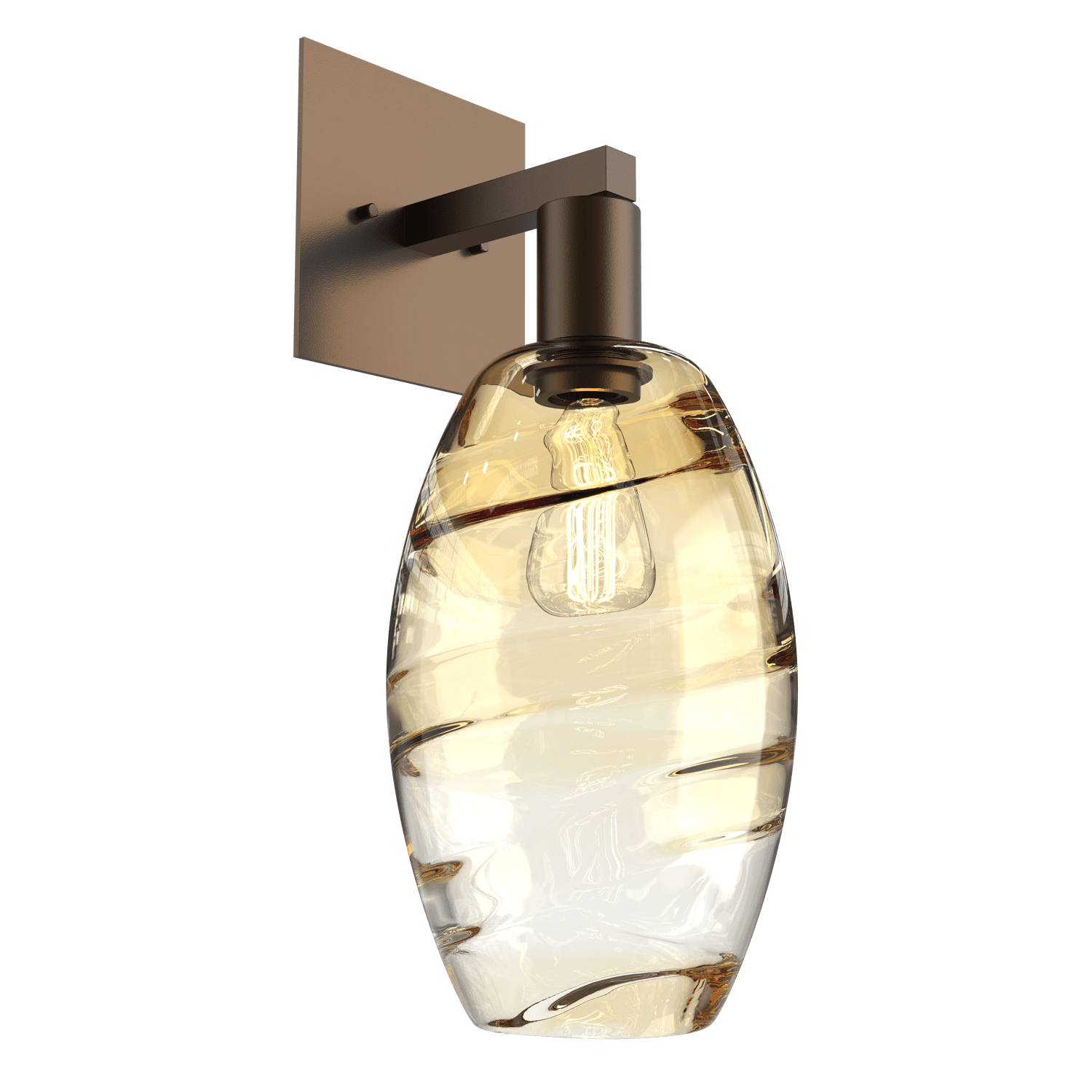 IDB0035-16-FB-OA-Hammerton-Studio-Optic-Blown-Glass-Elisse-wall-sconce-with-flat-bronze-finish-and-optic-amber-blown-glass-shades-and-incandescent-lamping