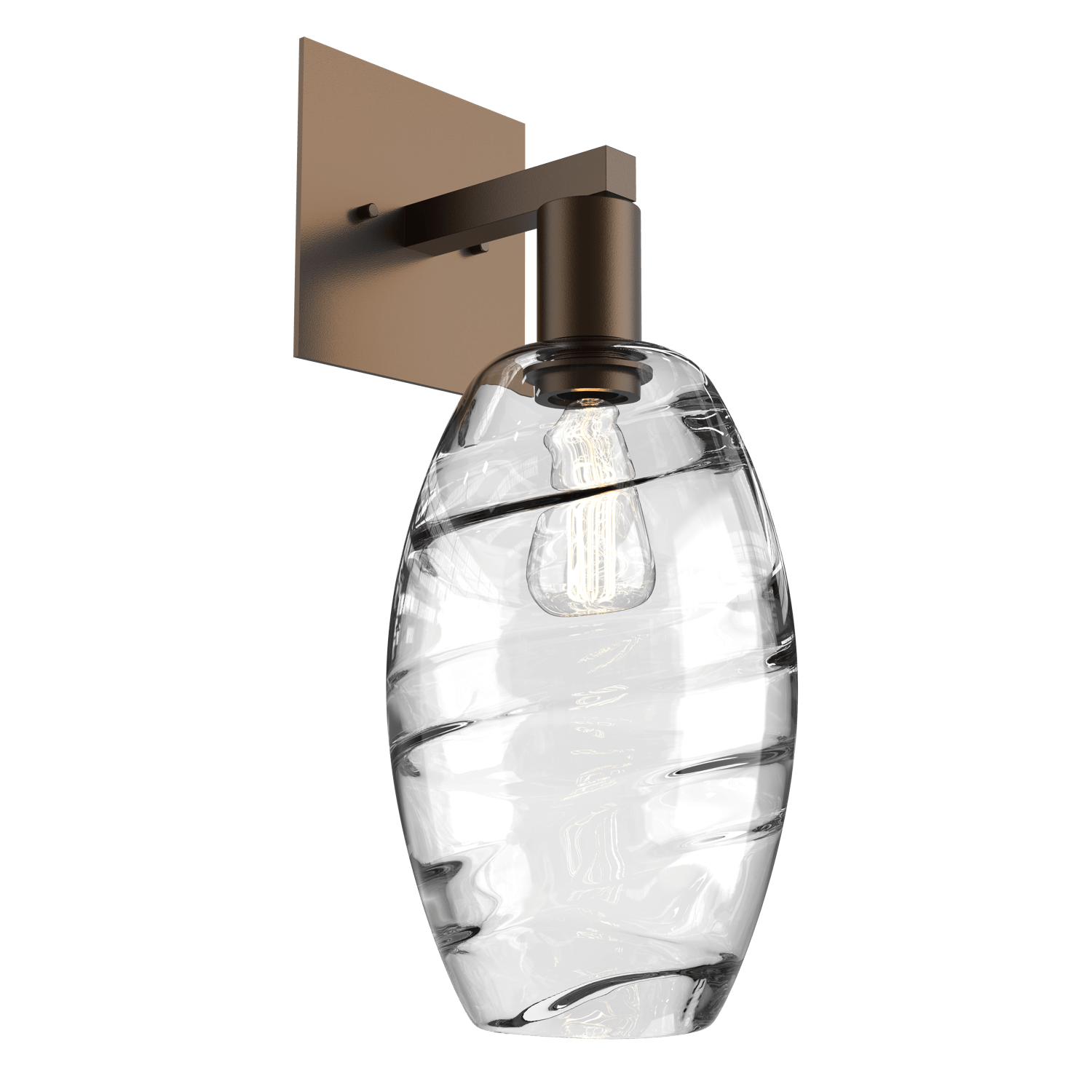 IDB0035-16-FB-OC-Hammerton-Studio-Optic-Blown-Glass-Elisse-wall-sconce-with-flat-bronze-finish-and-optic-clear-blown-glass-shades-and-incandescent-lamping