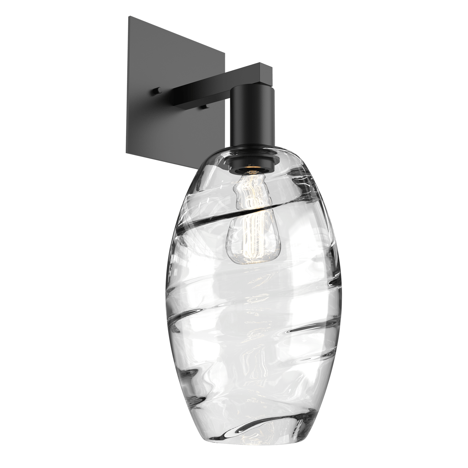 IDB0035-16-MB-OC-Hammerton-Studio-Optic-Blown-Glass-Elisse-wall-sconce-with-matte-black-finish-and-optic-clear-blown-glass-shades-and-incandescent-lamping