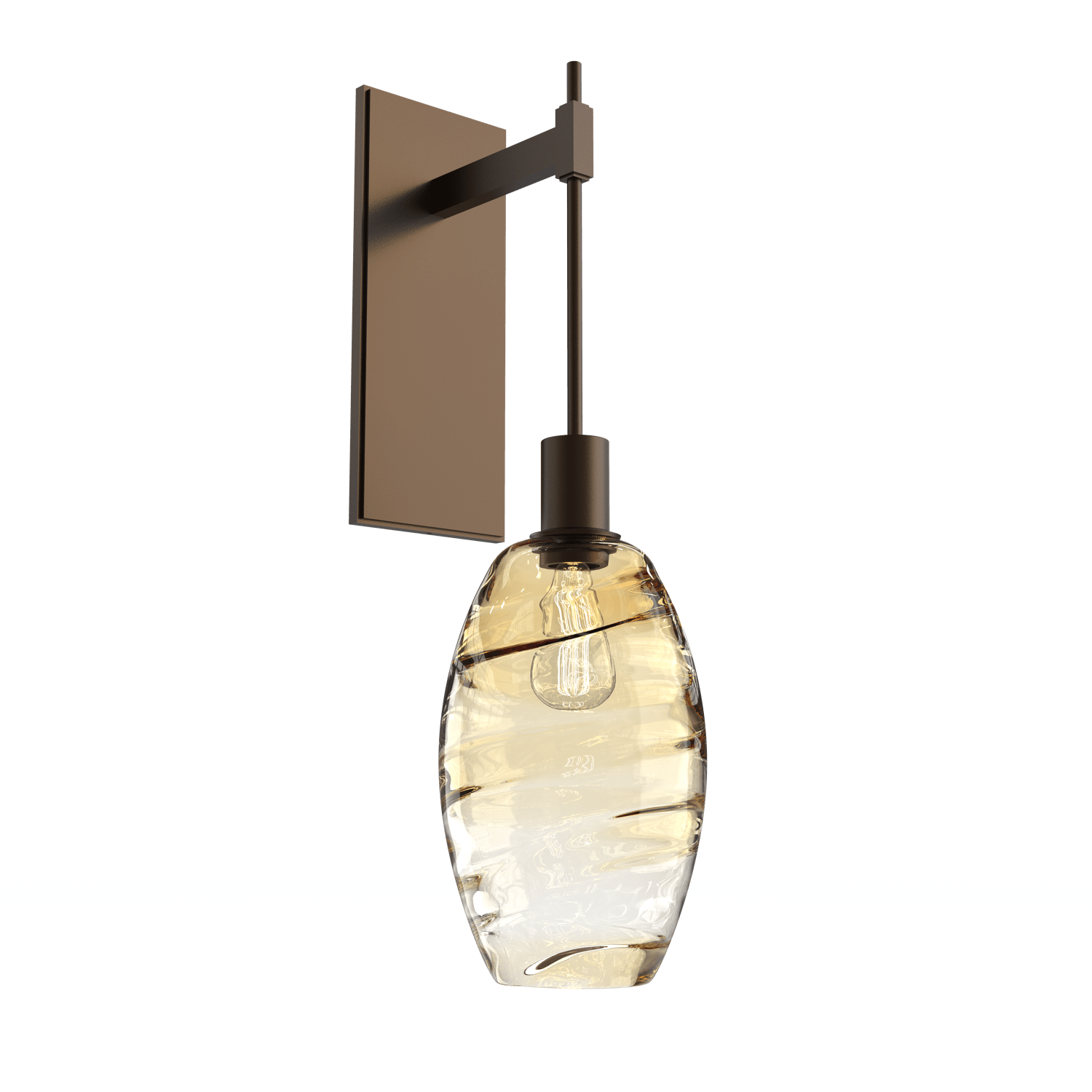 IDB0035-24-FB-OA-Hammerton-Studio-Optic-Blown-Glass-Elisse-tempo-wall-sconce-with-flat-bronze-finish-and-optic-amber-blown-glass-shades-and-incandescent-lamping