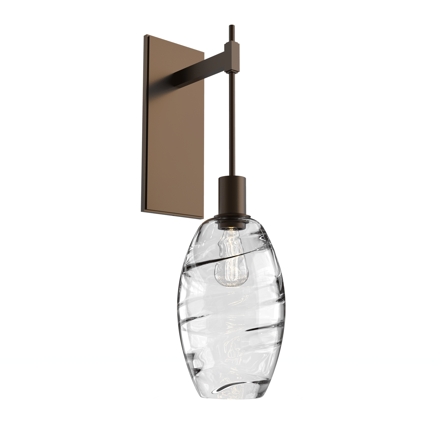 IDB0035-24-FB-OC-Hammerton-Studio-Optic-Blown-Glass-Elisse-tempo-wall-sconce-with-flat-bronze-finish-and-optic-clear-blown-glass-shades-and-incandescent-lamping