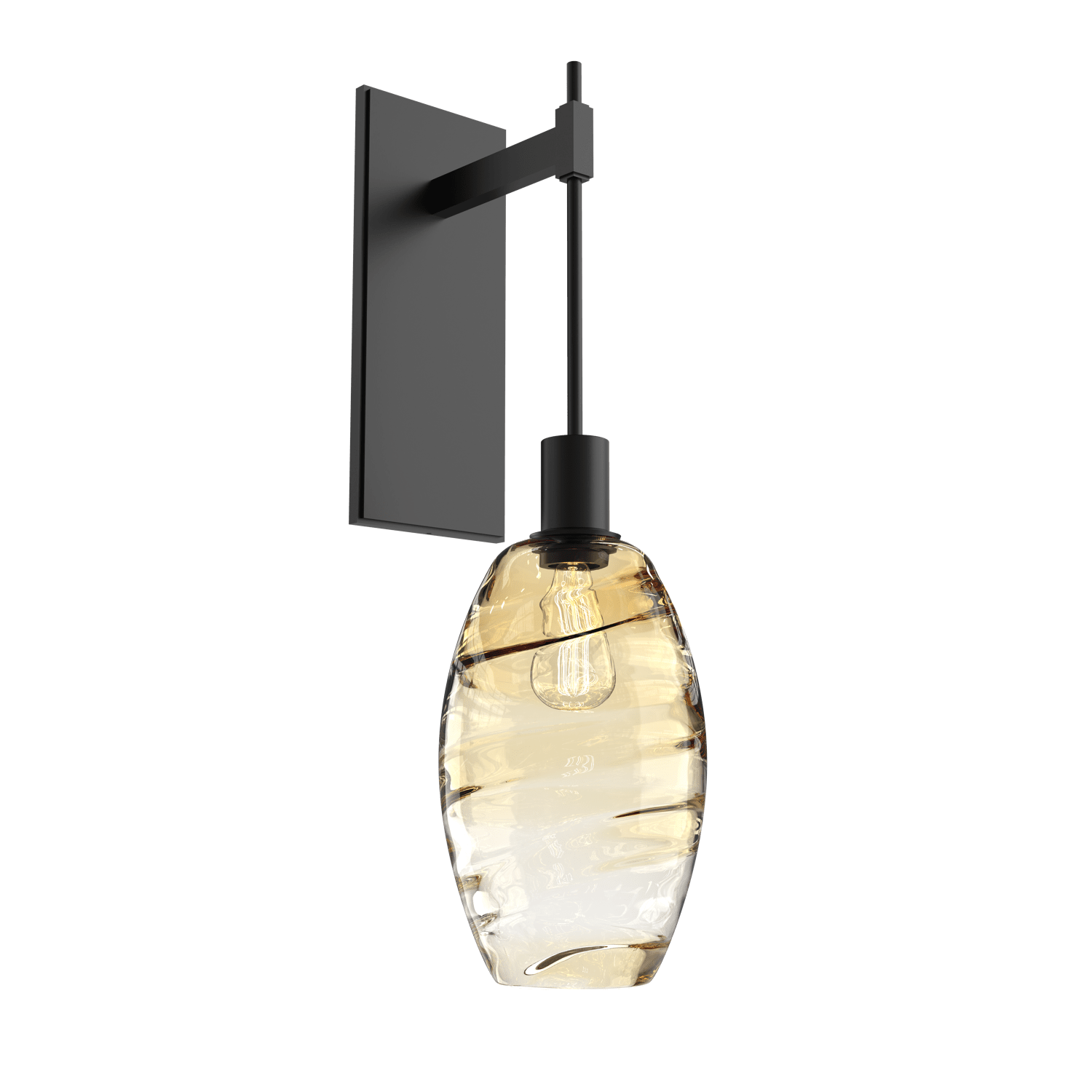 IDB0035-24-MB-OA-Hammerton-Studio-Optic-Blown-Glass-Elisse-tempo-wall-sconce-with-matte-black-finish-and-optic-amber-blown-glass-shades-and-incandescent-lamping