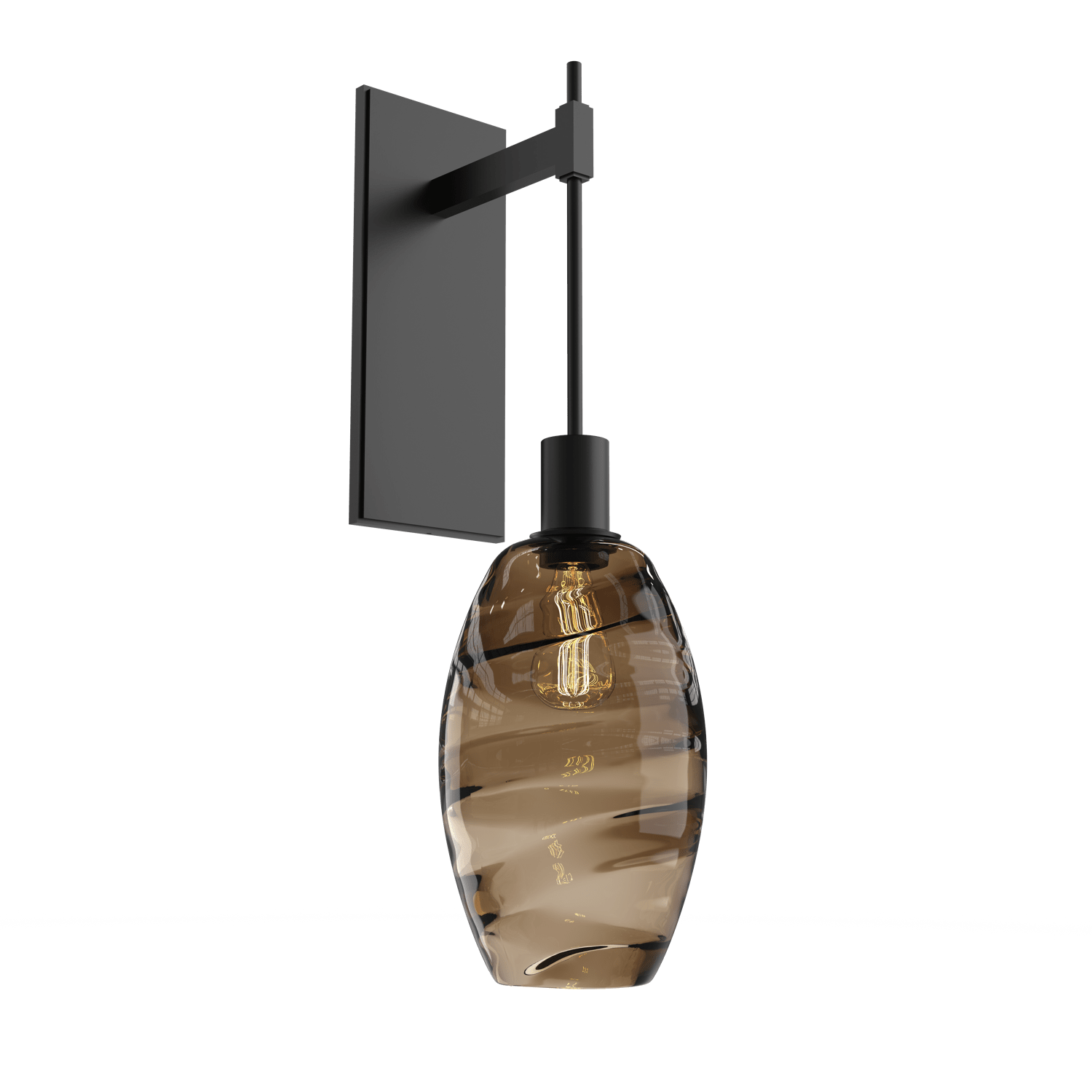 IDB0035-24-MB-OB-Hammerton-Studio-Optic-Blown-Glass-Elisse-tempo-wall-sconce-with-matte-black-finish-and-optic-bronze-blown-glass-shades-and-incandescent-lamping