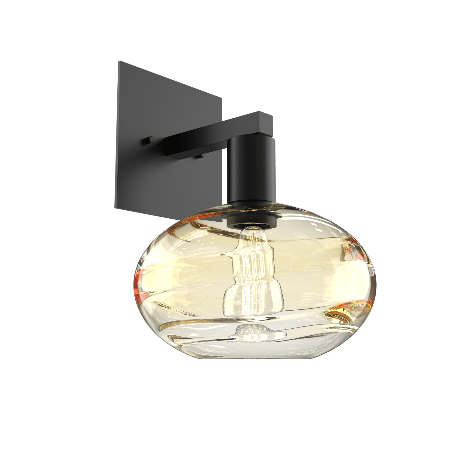 IDB0036-11-MB-OA-Hammerton-Studio-Optic-Blown-Glass-Coppa-wall-sconce-with-matte-black-finish-and-optic-amber-blown-glass-shades-and-incandescent-lamping