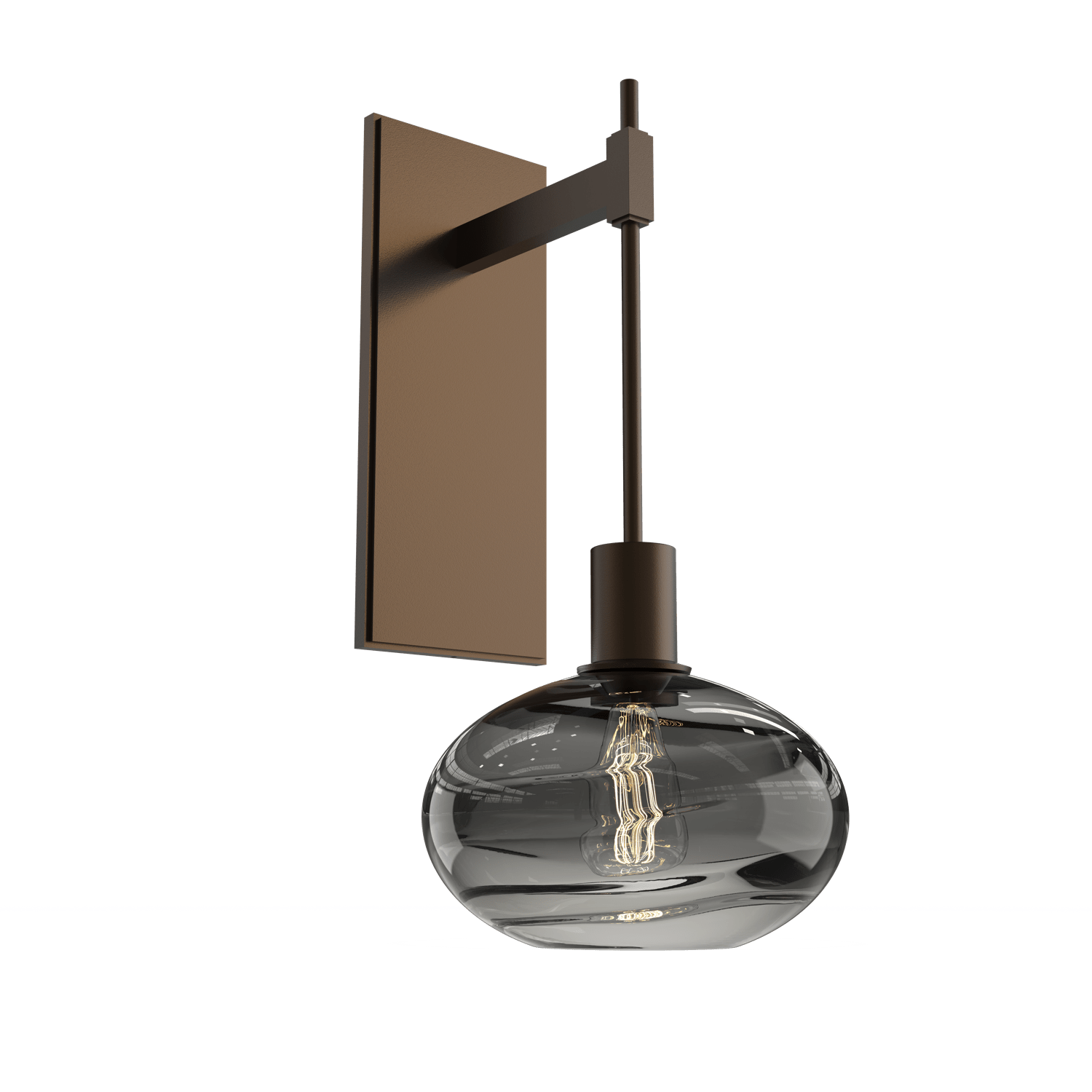 IDB0036-18-FB-OS-Hammerton-Studio-Optic-Blown-Glass-Coppa-tempo-wall-sconce-with-flat-bronze-finish-and-optic-smoke-blown-glass-shades-and-incandescent-lamping