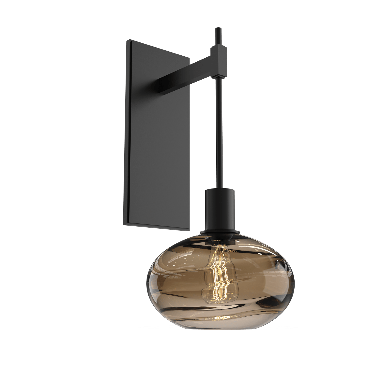 IDB0036-18-MB-OB-Hammerton-Studio-Optic-Blown-Glass-Coppa-tempo-wall-sconce-with-matte-black-finish-and-optic-bronze-blown-glass-shades-and-incandescent-lamping