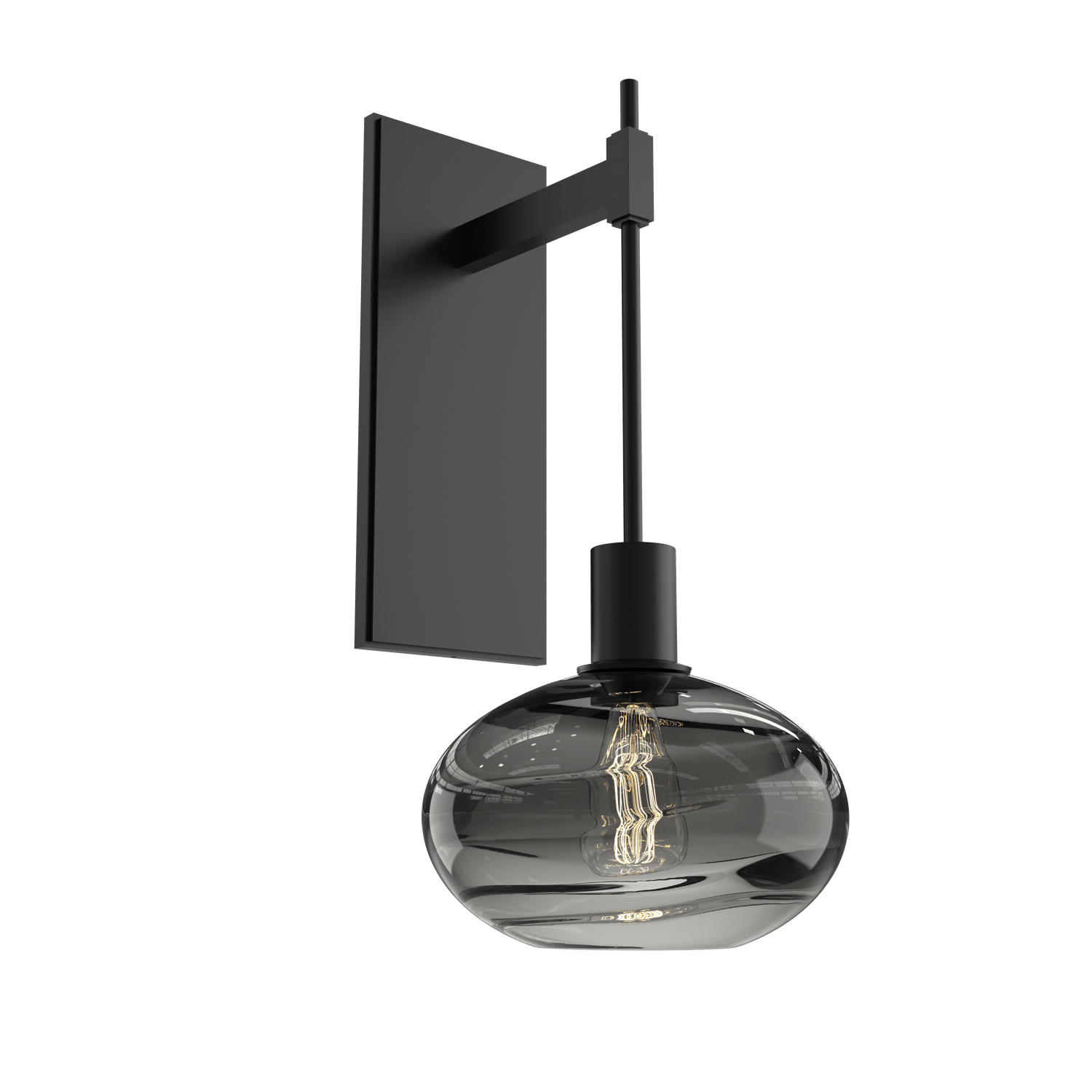 IDB0036-18-MB-OS-Hammerton-Studio-Optic-Blown-Glass-Coppa-tempo-wall-sconce-with-matte-black-finish-and-optic-smoke-blown-glass-shades-and-incandescent-lamping