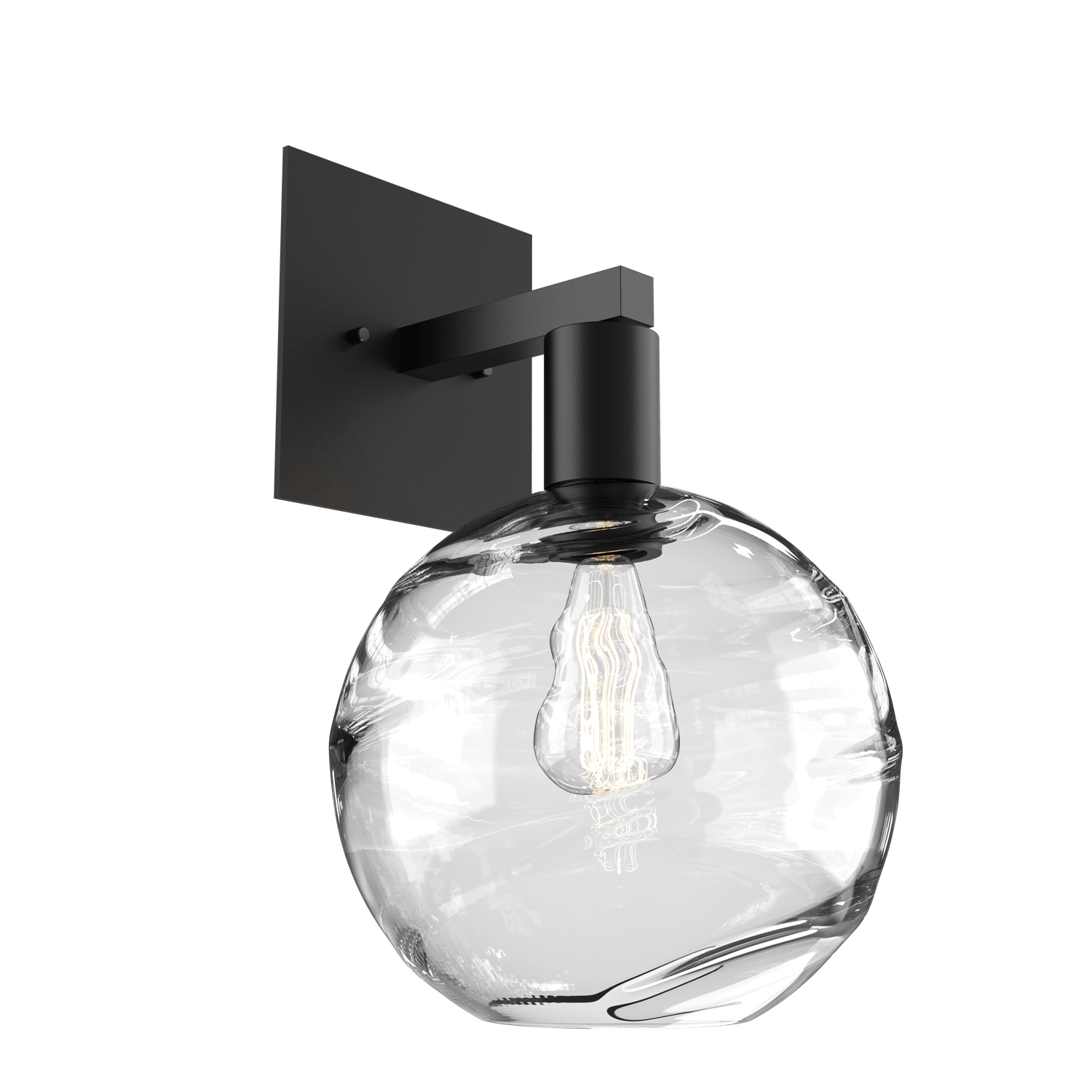 IDB0047-14-MB-OC-Hammerton-Studio-Optic-Blown-Glass-Terra-wall-sconce-with-matte-black-finish-and-optic-clear-blown-glass-shades-and-incandescent-lamping