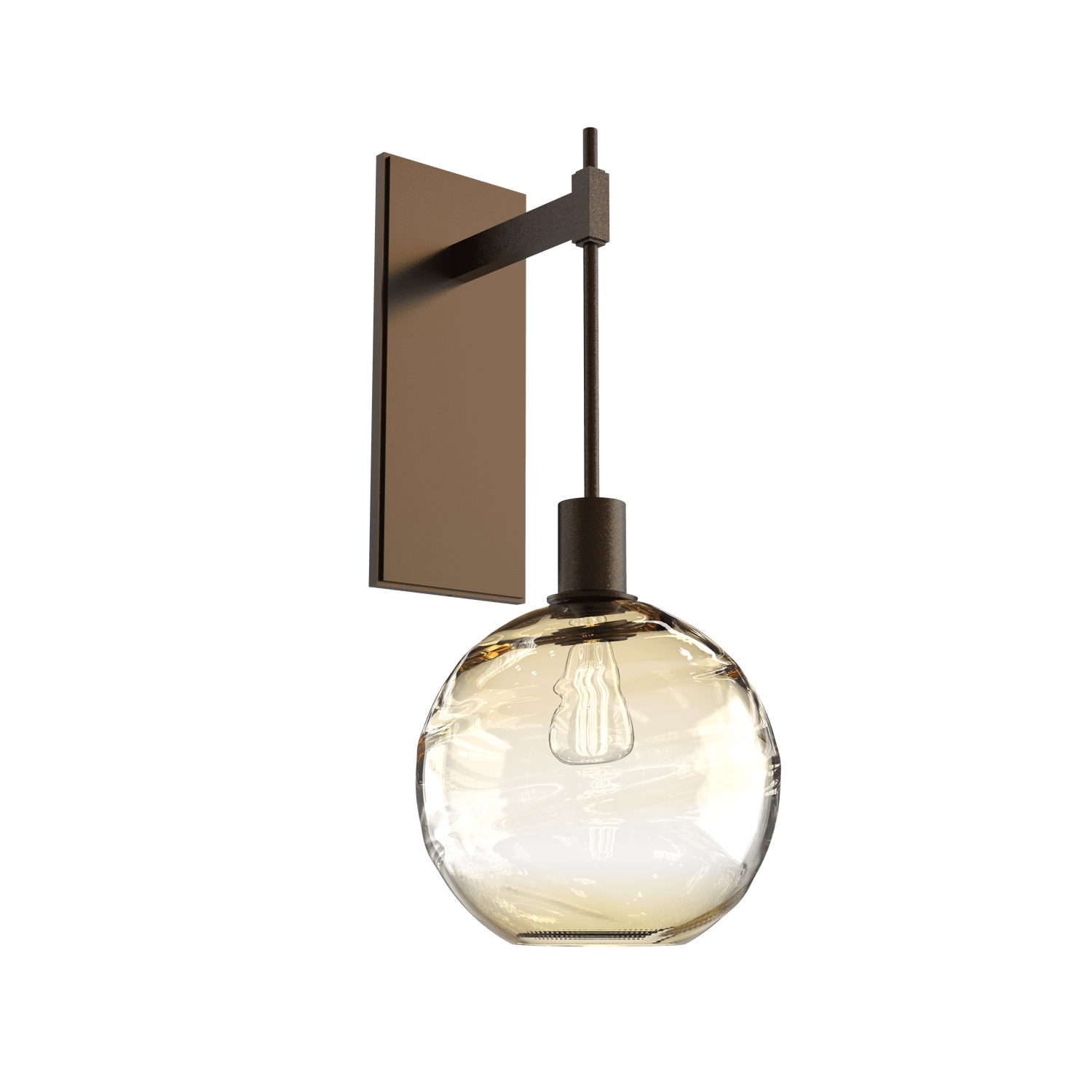 IDB0047-22-FB-OA-Hammerton-Studio-Optic-Blown-Glass-Terra-tempo-wall-sconce-with-flat-bronze-finish-and-optic-amber-blown-glass-shades-and-incandescent-lamping