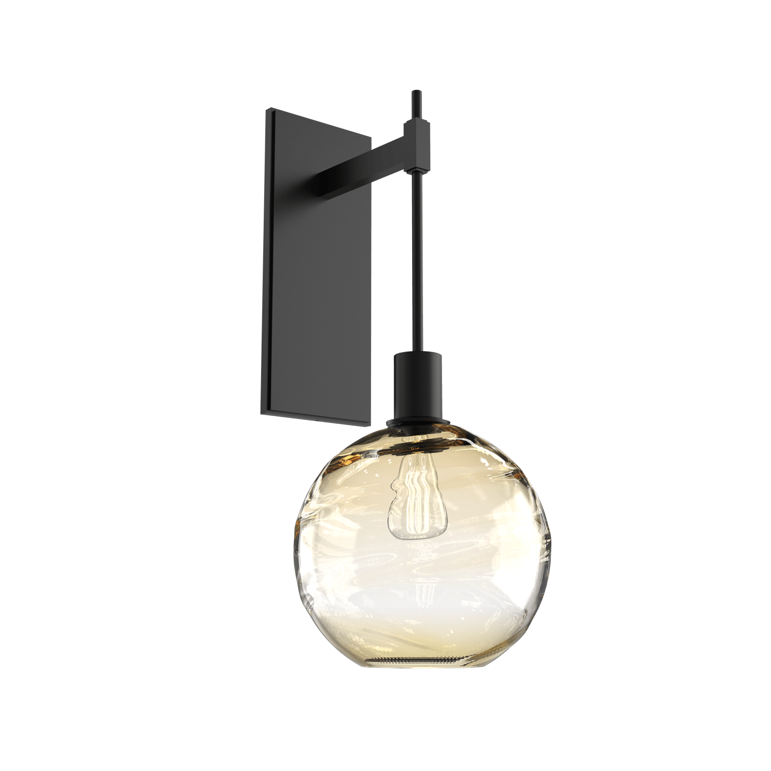 IDB0047-22-MB-OA-Hammerton-Studio-Optic-Blown-Glass-Terra-tempo-wall-sconce-with-matte-black-finish-and-optic-amber-blown-glass-shades-and-incandescent-lamping