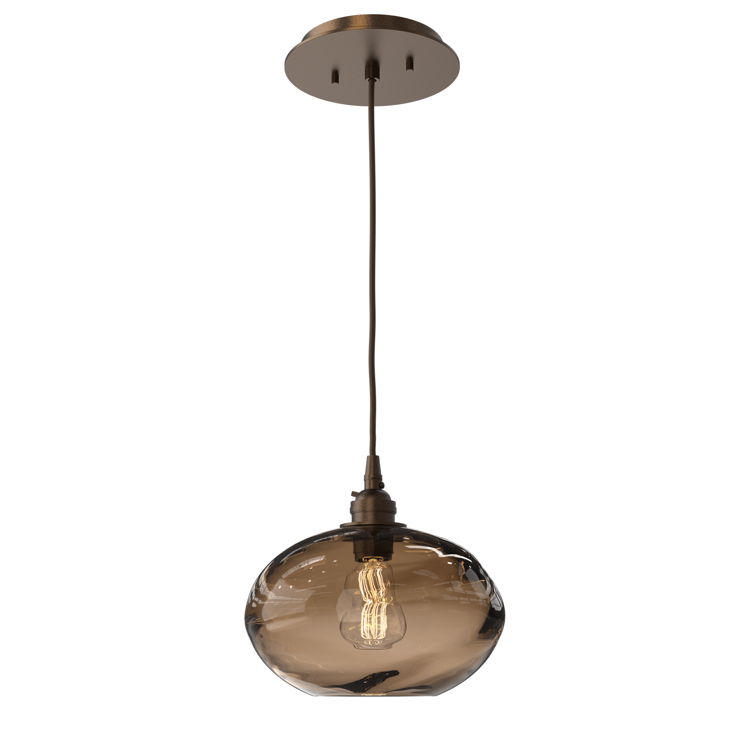 LAB0036-01-FB-OB-Hammerton-Studio-Optic-Blown-Glass-Coppa-pendant-light-with-flat-bronze-finish-and-optic-bronze-blown-glass-shades-and-incandescent-lamping